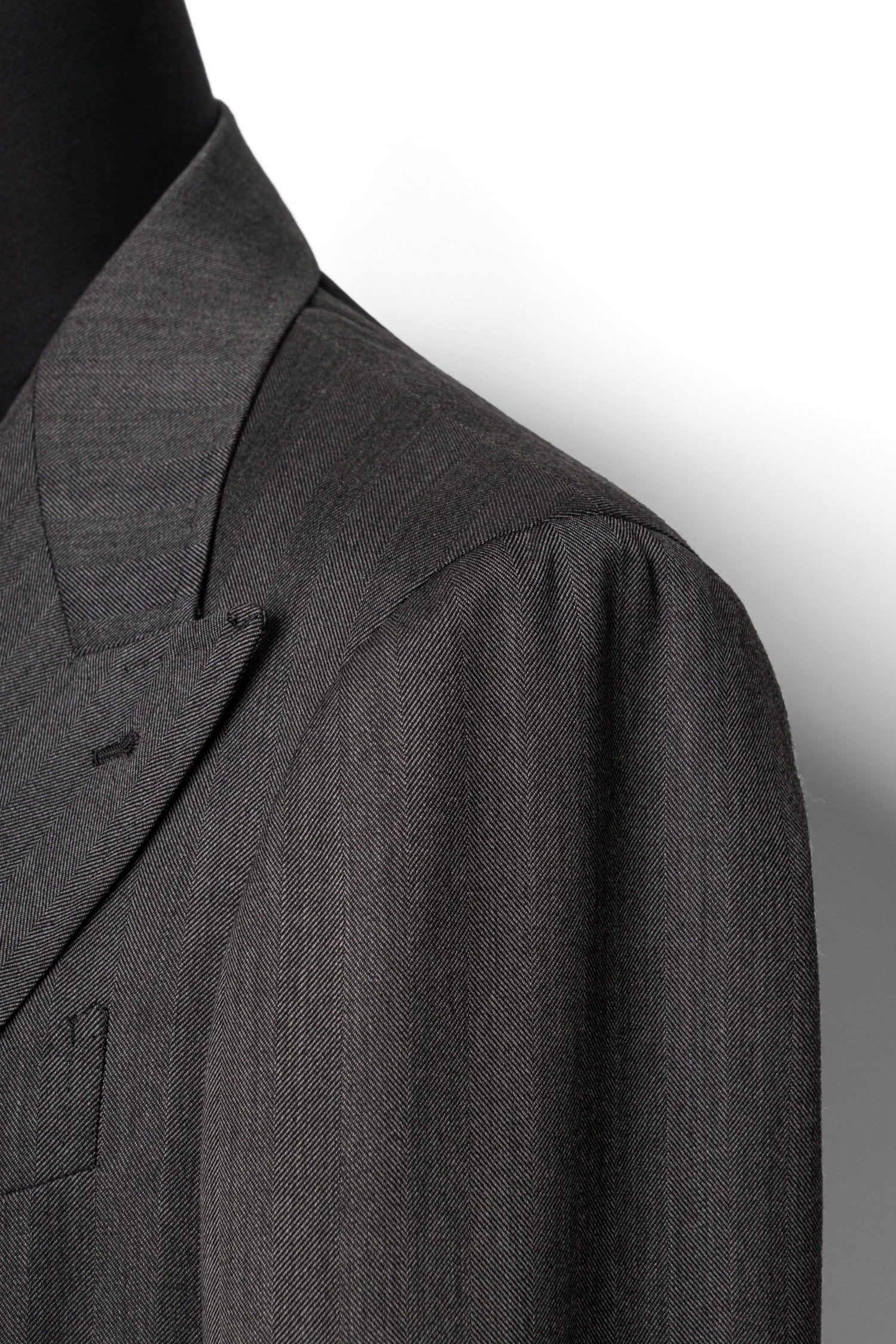 MTO Dark Grey Herringbone 17 Micron 130s Suit #1024