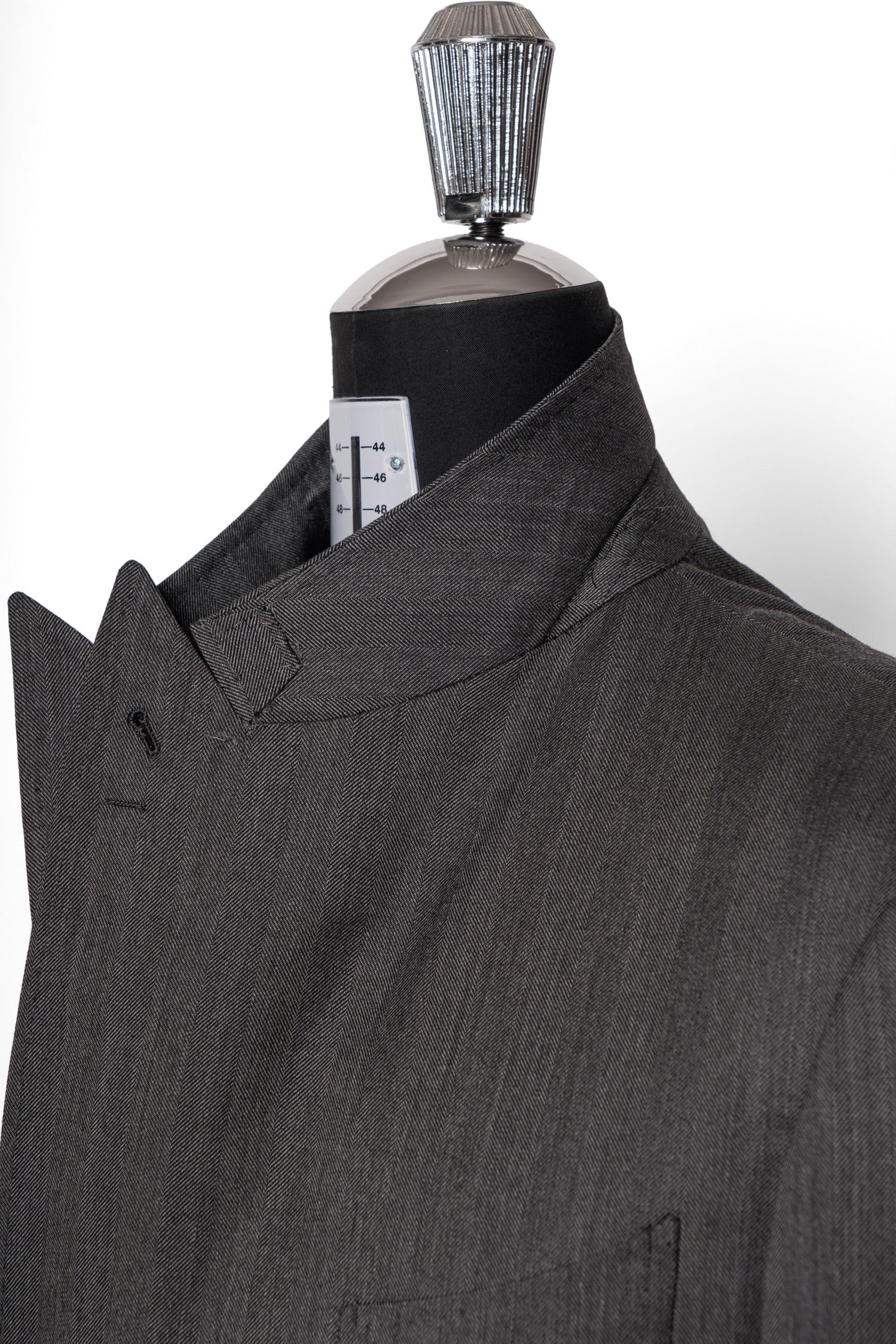 MTO Dark Grey Herringbone 17 Micron 130s Suit #1024