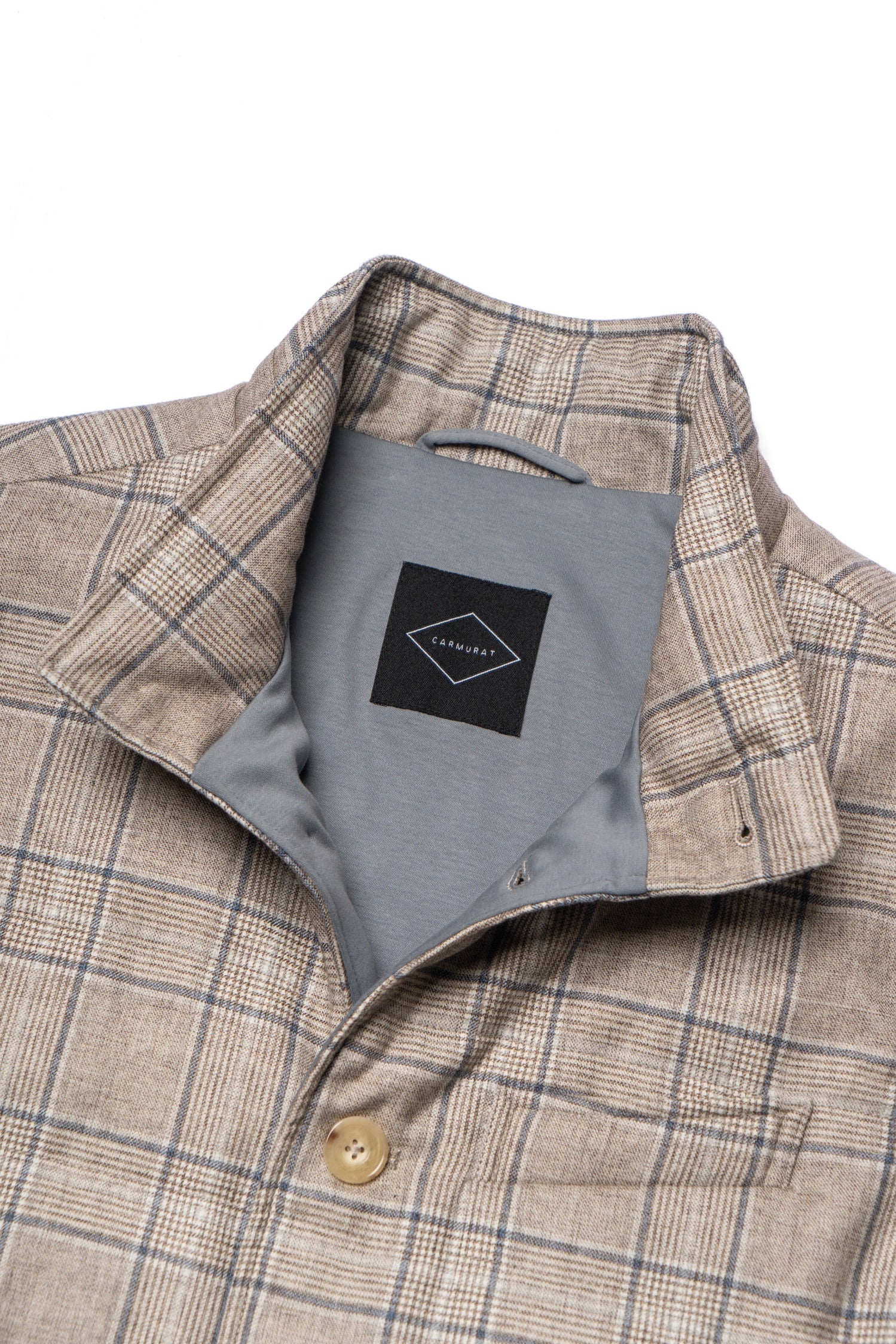 MTO Light Brown Glen Check Wool Cotton Silk Gilet #669