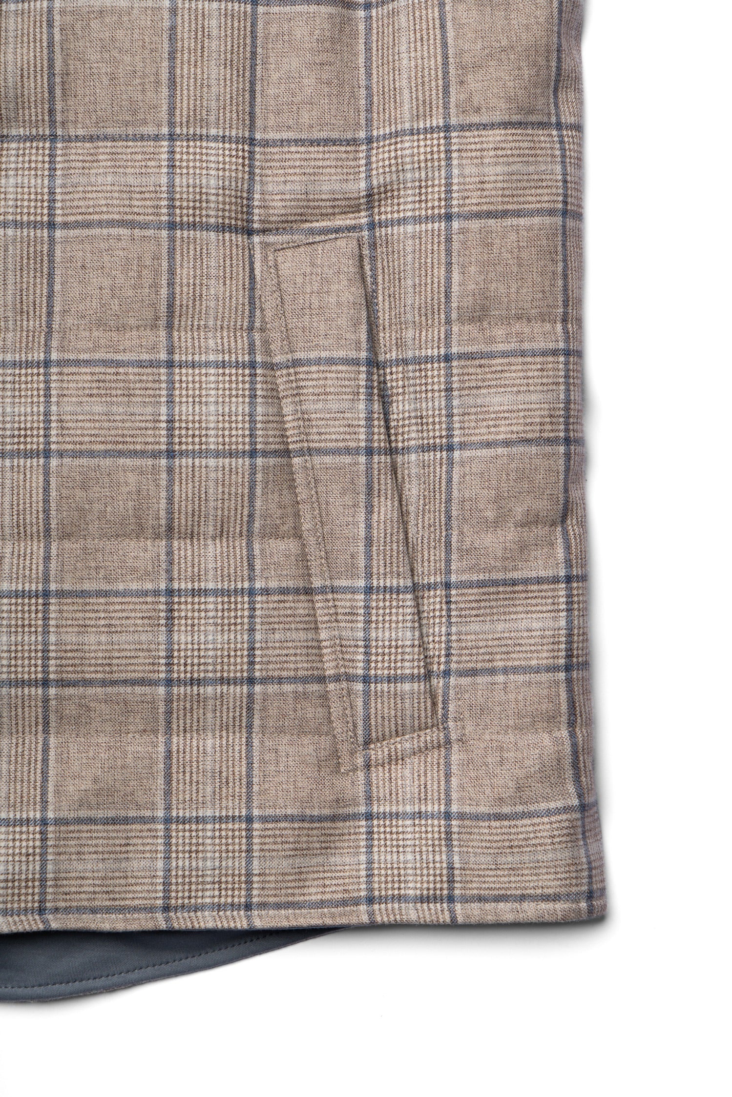 MTO Light Brown Glen Check Wool Cotton Silk Gilet #669