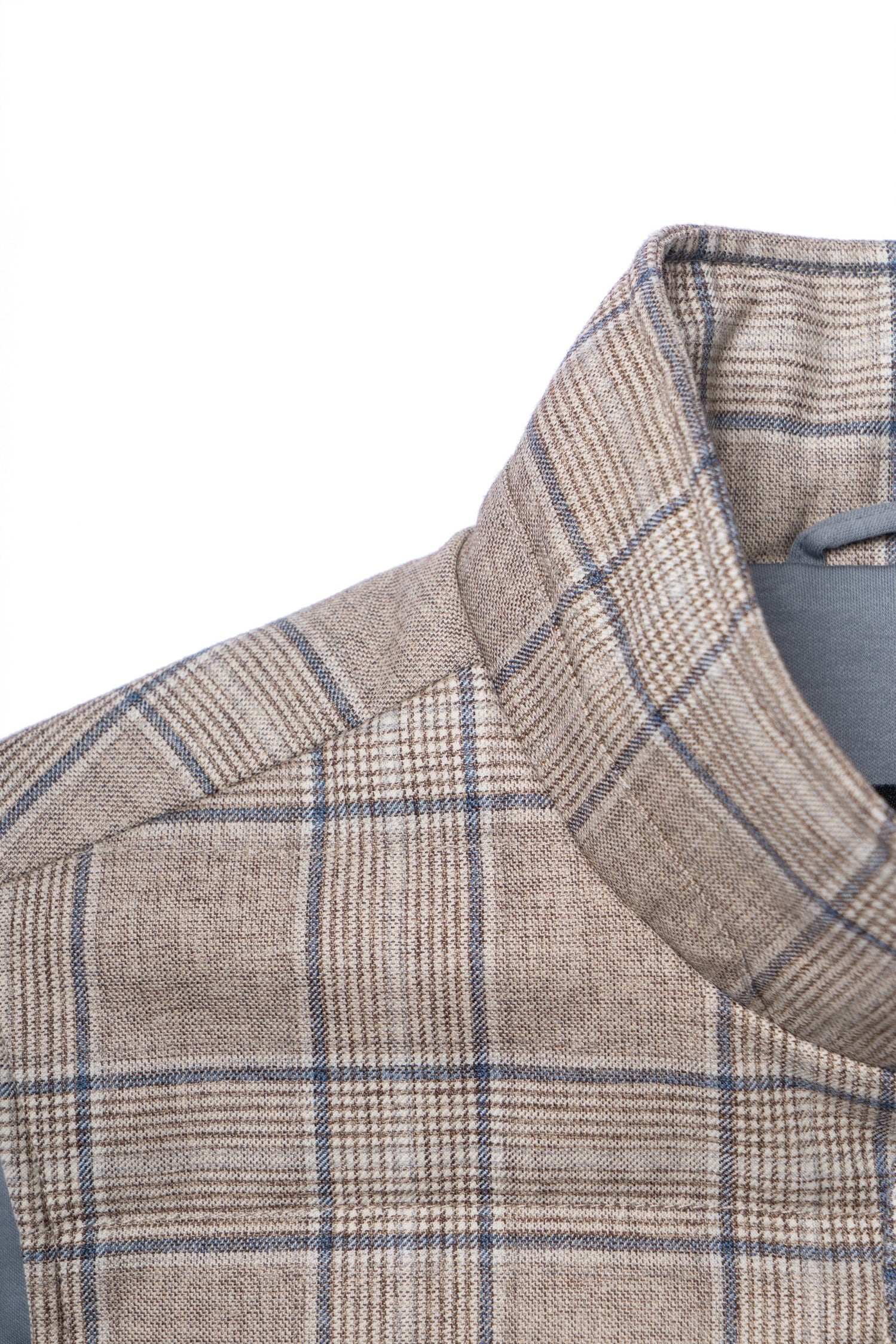 MTO Light Brown Glen Check Wool Cotton Silk Gilet #669