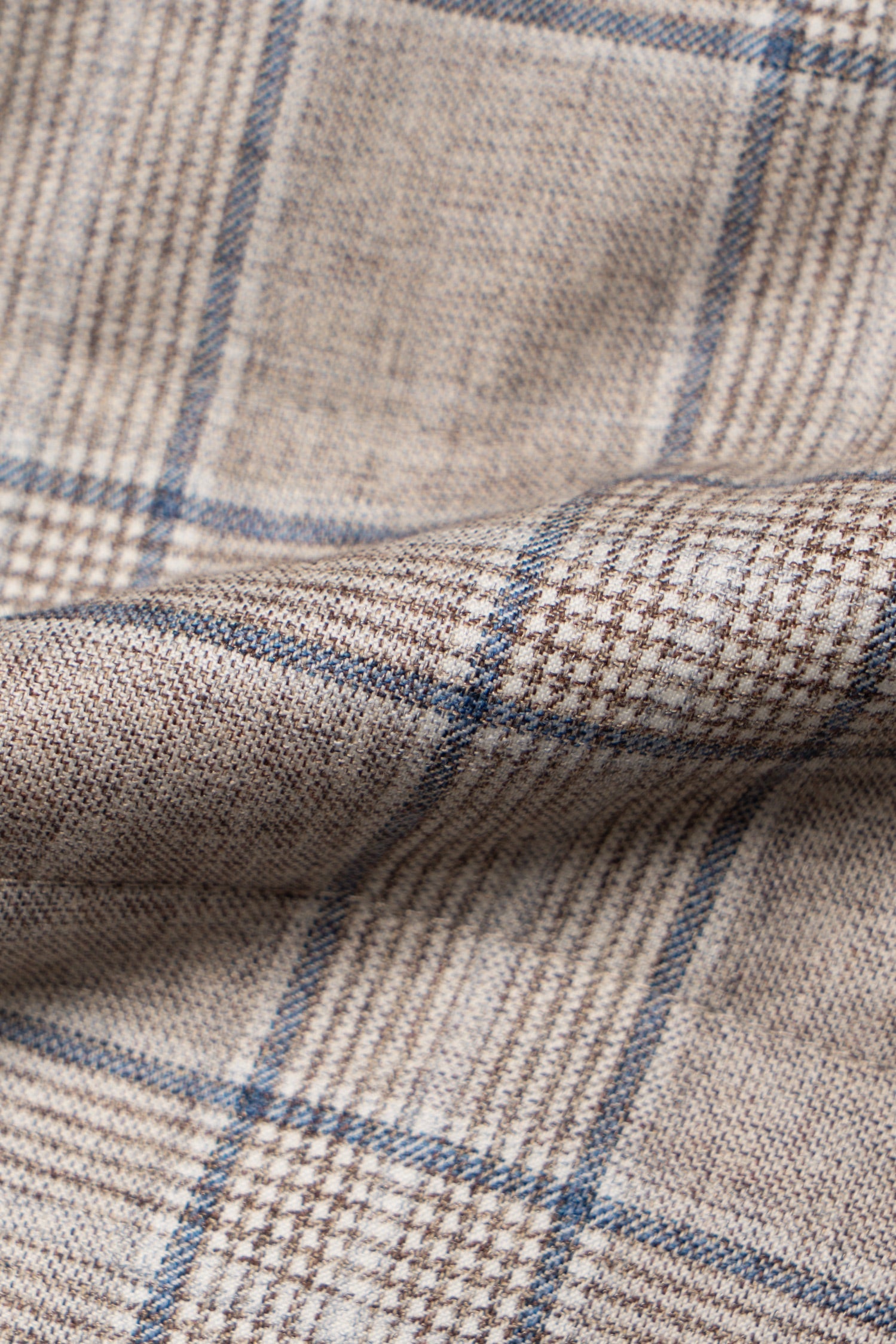 MTO Light Brown Glen Check Wool Cotton Silk Gilet #669
