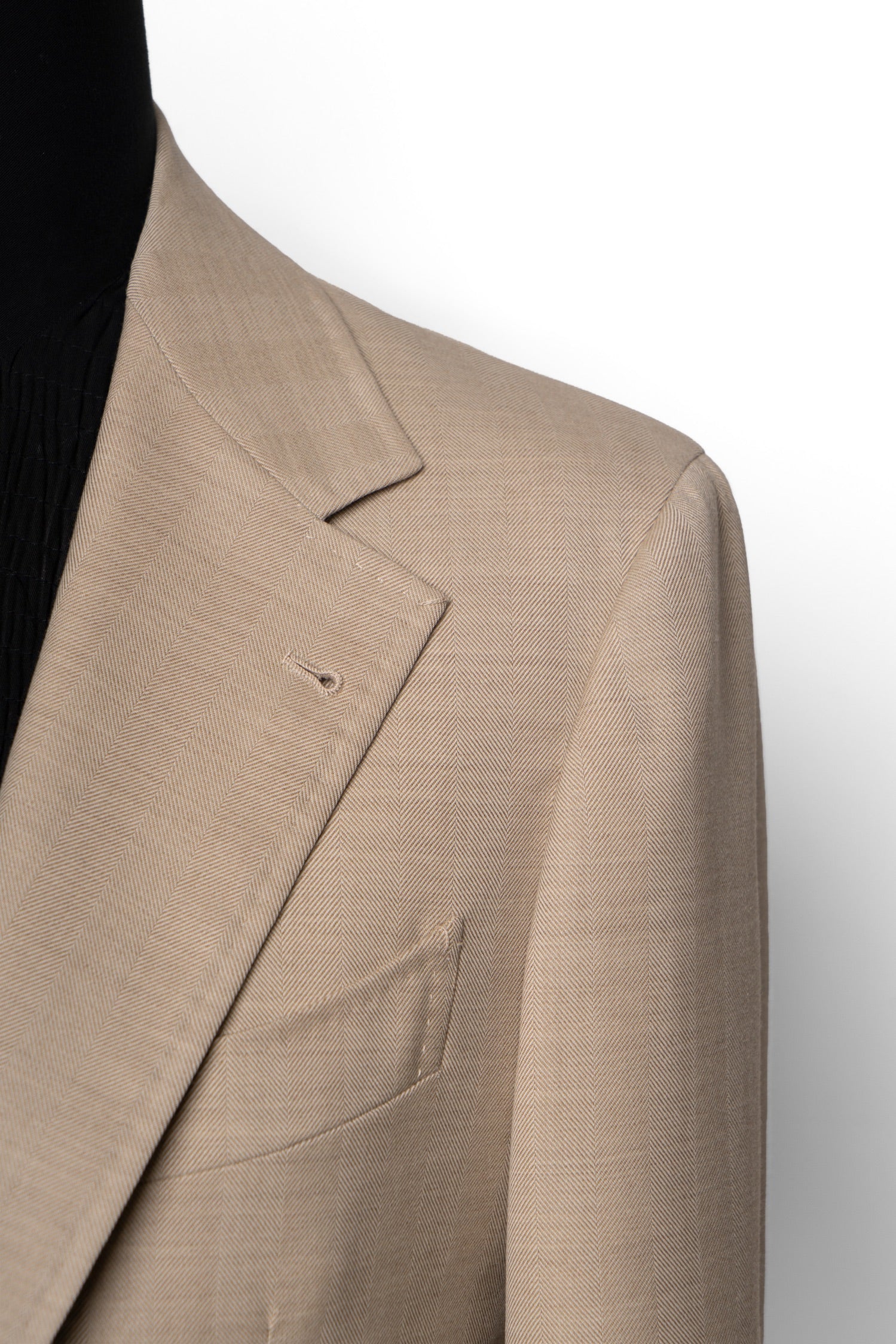 MTO Light Camel Herringbone 17 Micron 130s Suit #1025