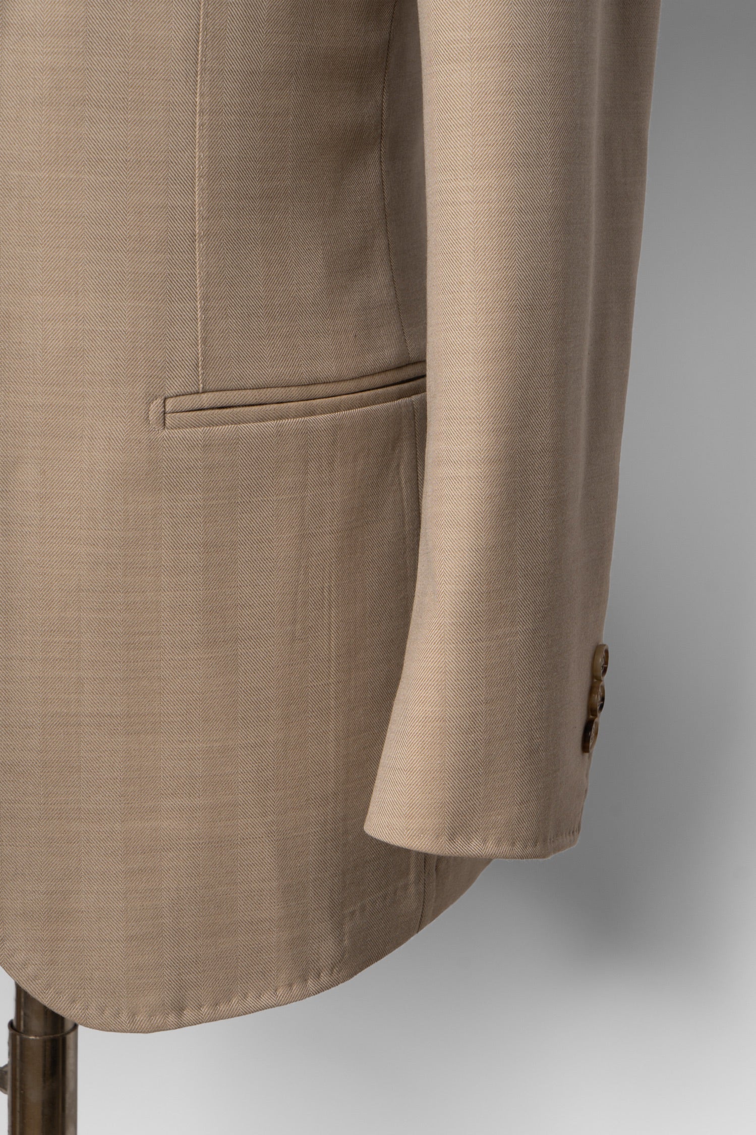 MTO Light Camel Herringbone 17 Micron 130s Suit #1025