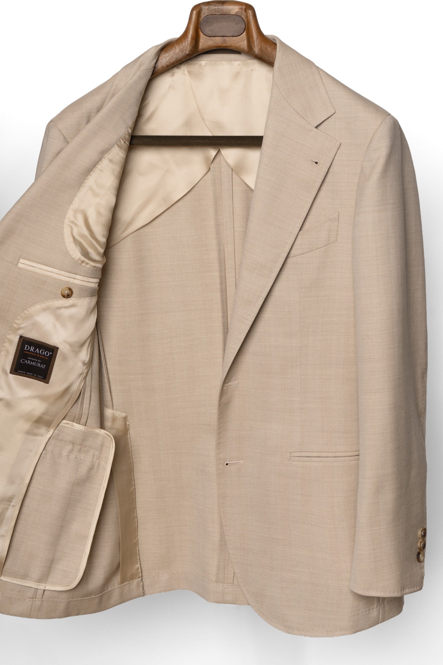 MTO Light Camel Herringbone 17 Micron 130s Suit #1025