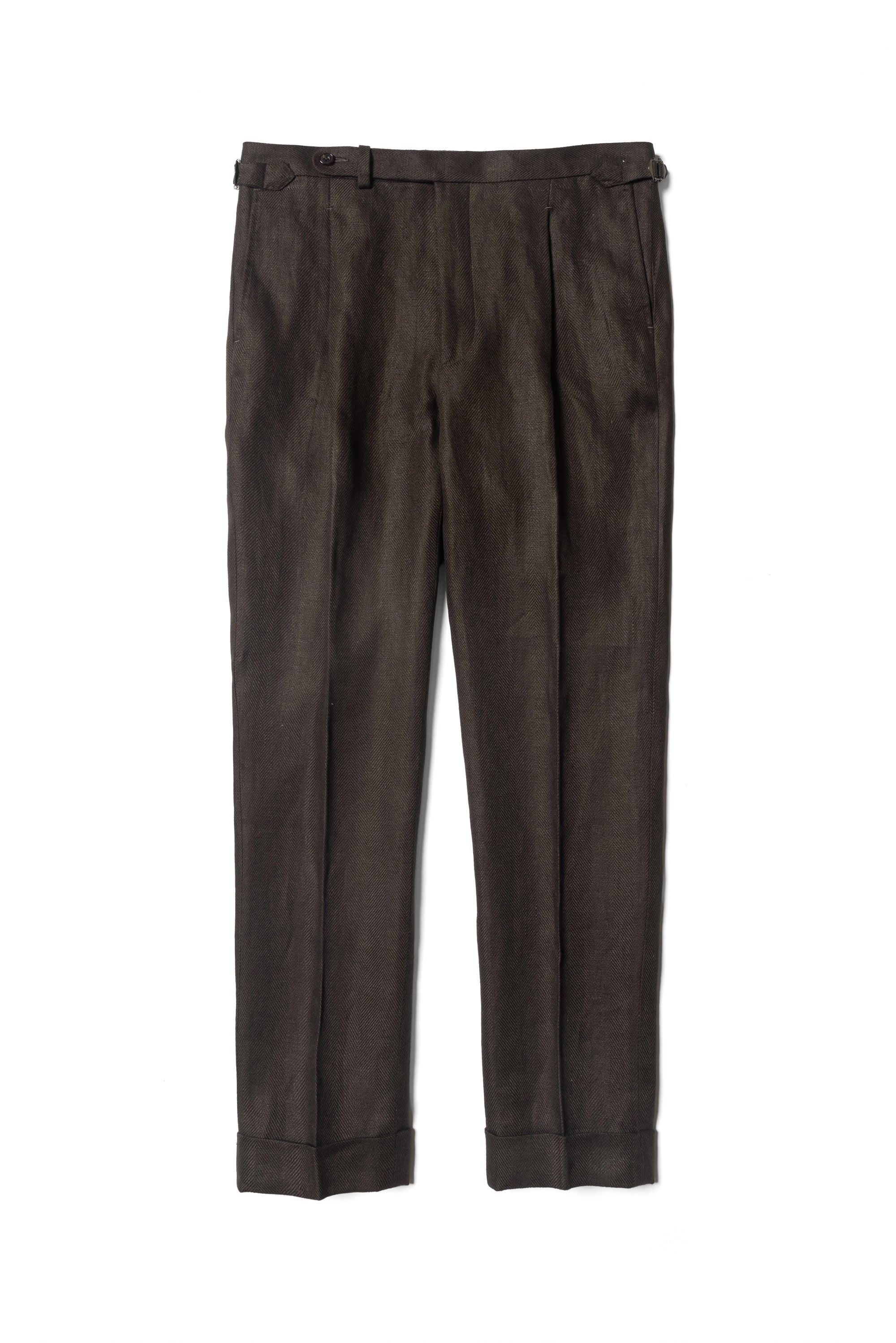 Chocolate Heavy Weight Linen Trousers #769