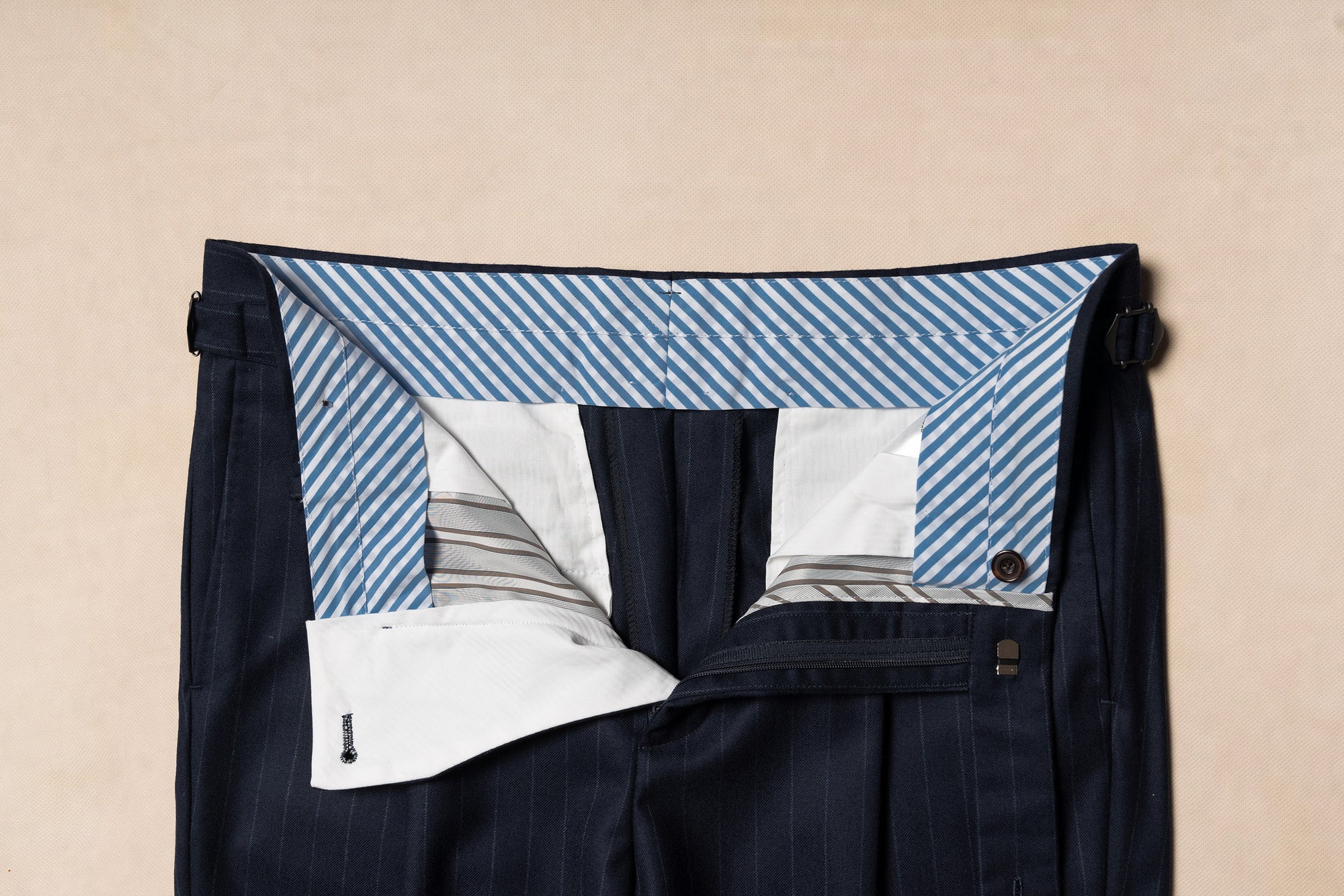MTO Navy Chalkstripe Worsted Flannel Suit #241