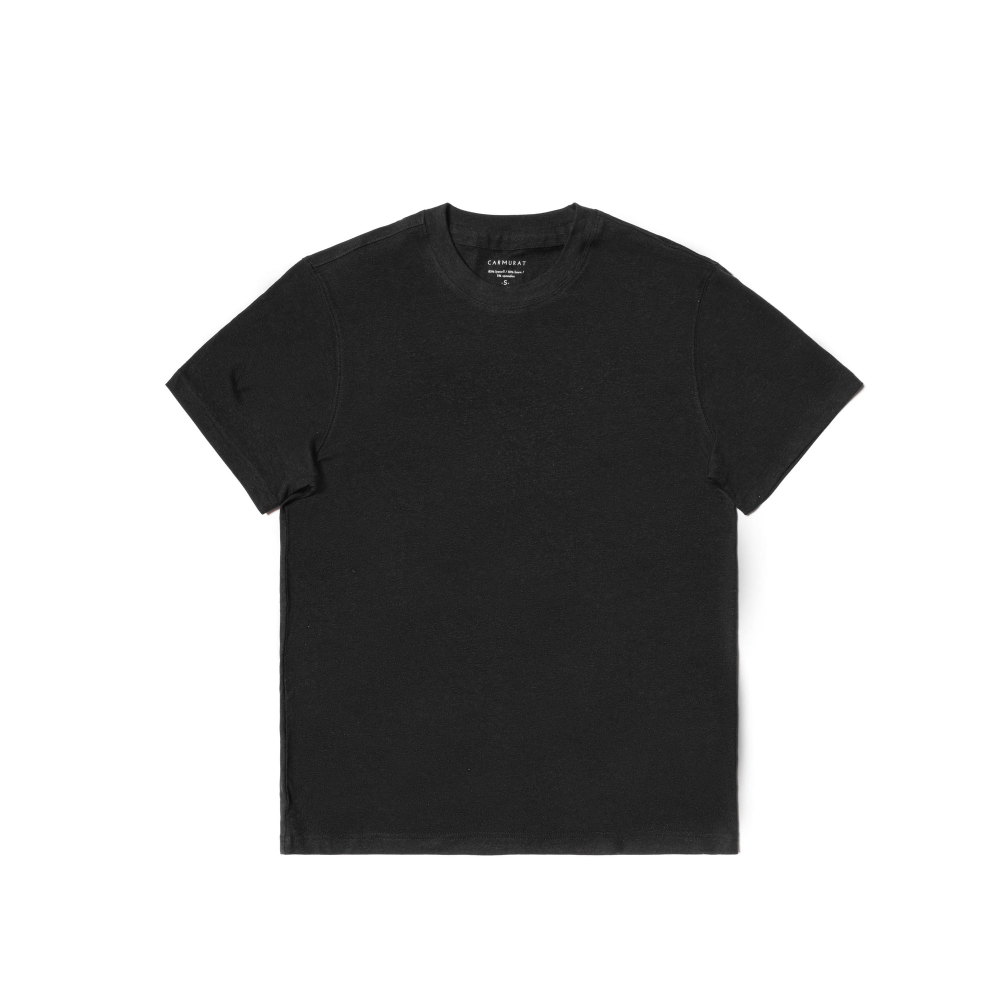 Ivory/Black/Navy Linen Blending Short Sleeve T Shirt