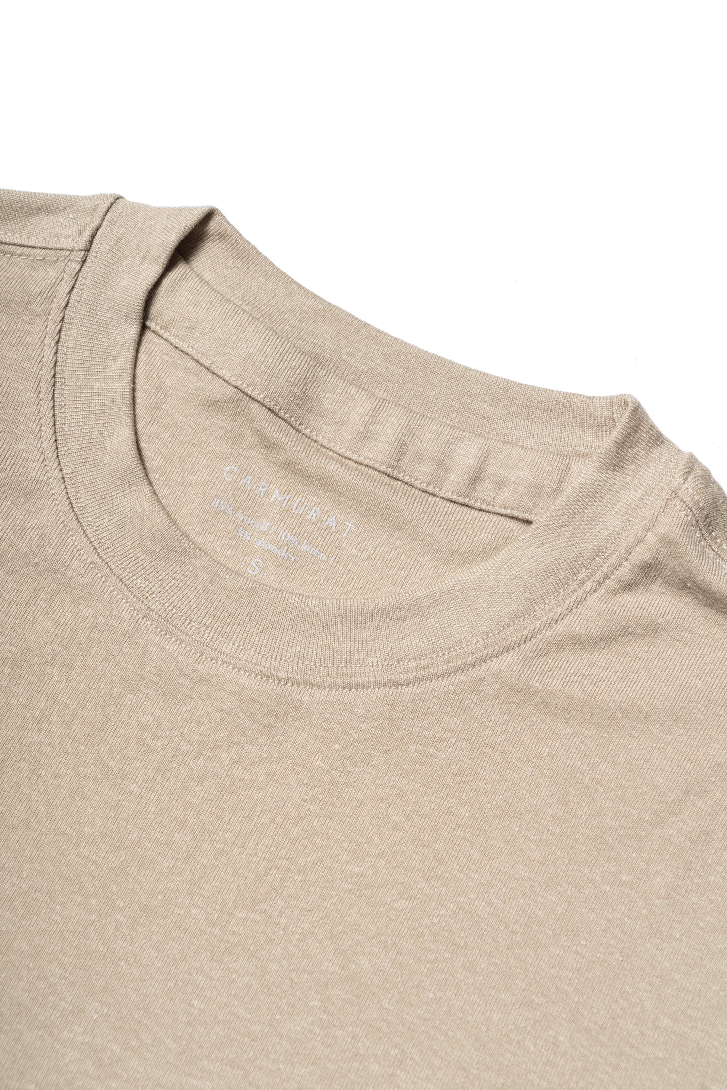 Moss/Brown/Light Khaki Linen Blending Short Sleeve T Shirt