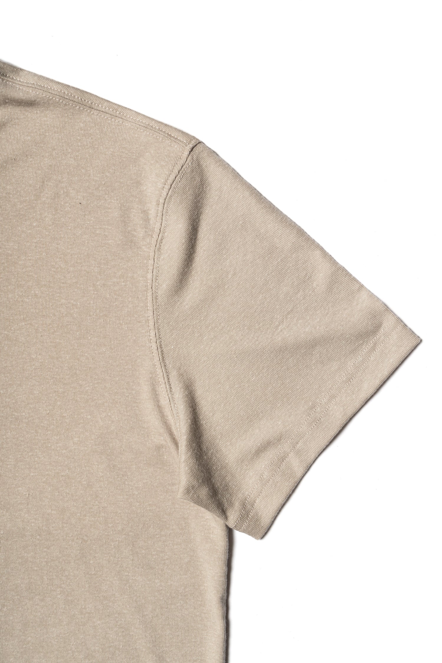 Moss/Brown/Light Khaki Linen Blending Short Sleeve T Shirt