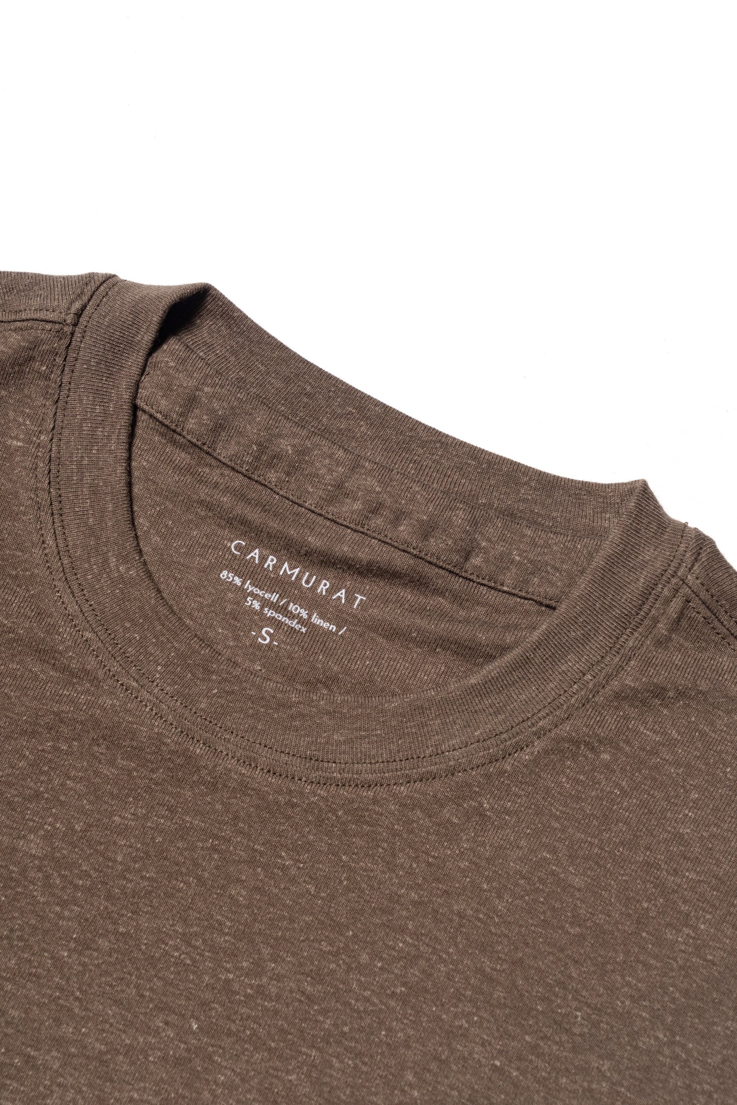 Moss/Brown/Light Khaki Linen Blending Short Sleeve T Shirt