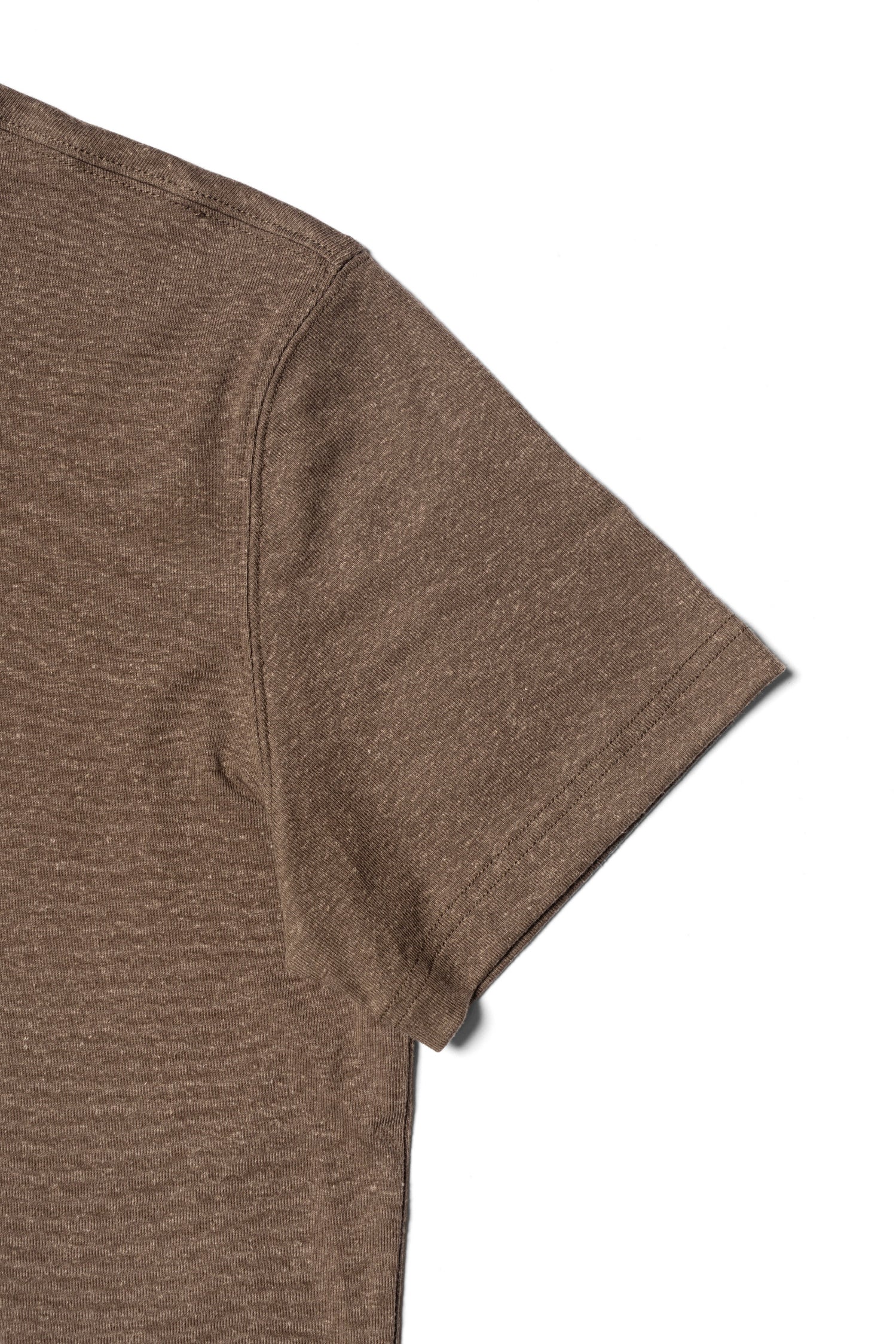 Moss/Brown/Light Khaki Linen Blending Short Sleeve T Shirt