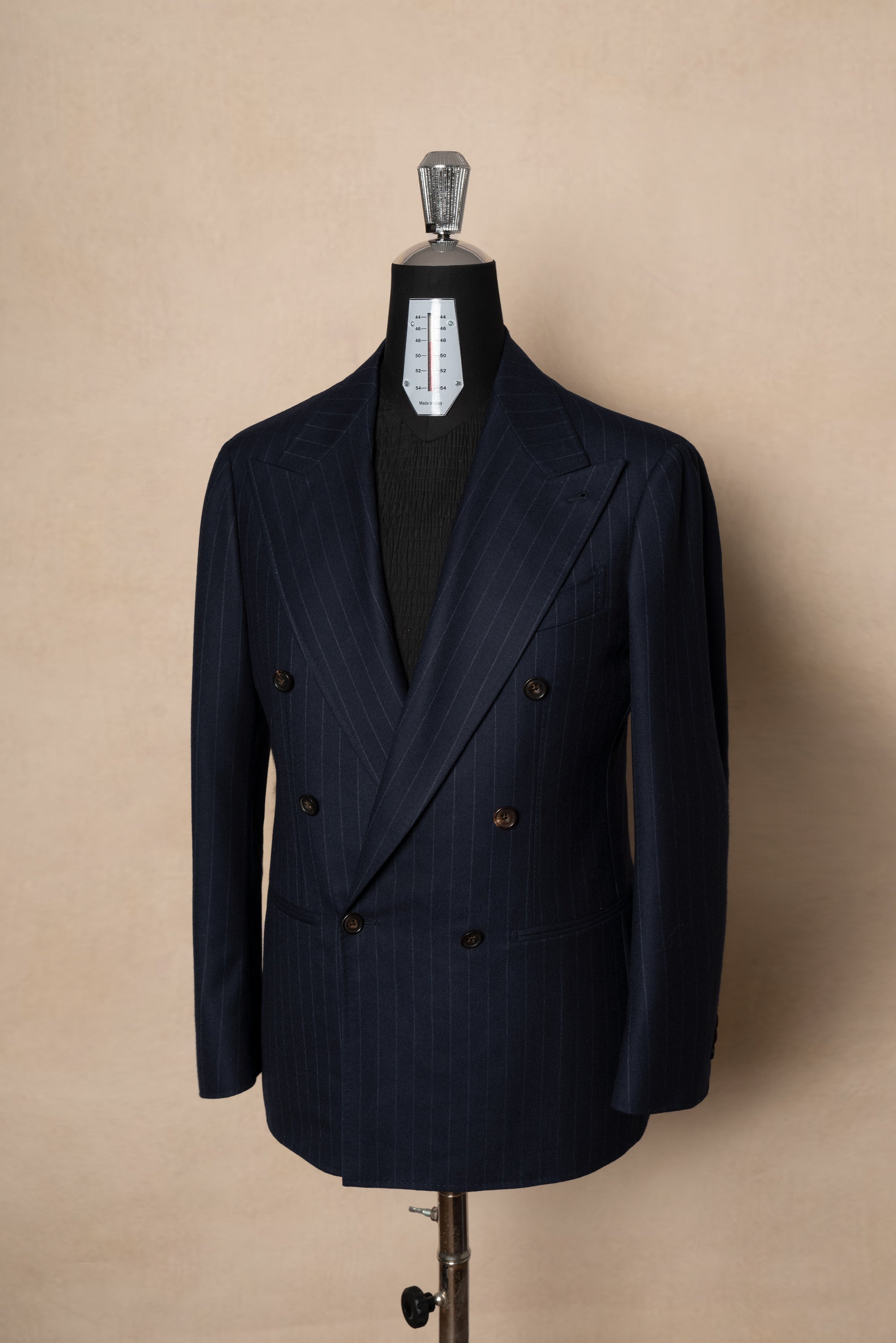 MTO Navy Chalkstripe Worsted Flannel Suit #241