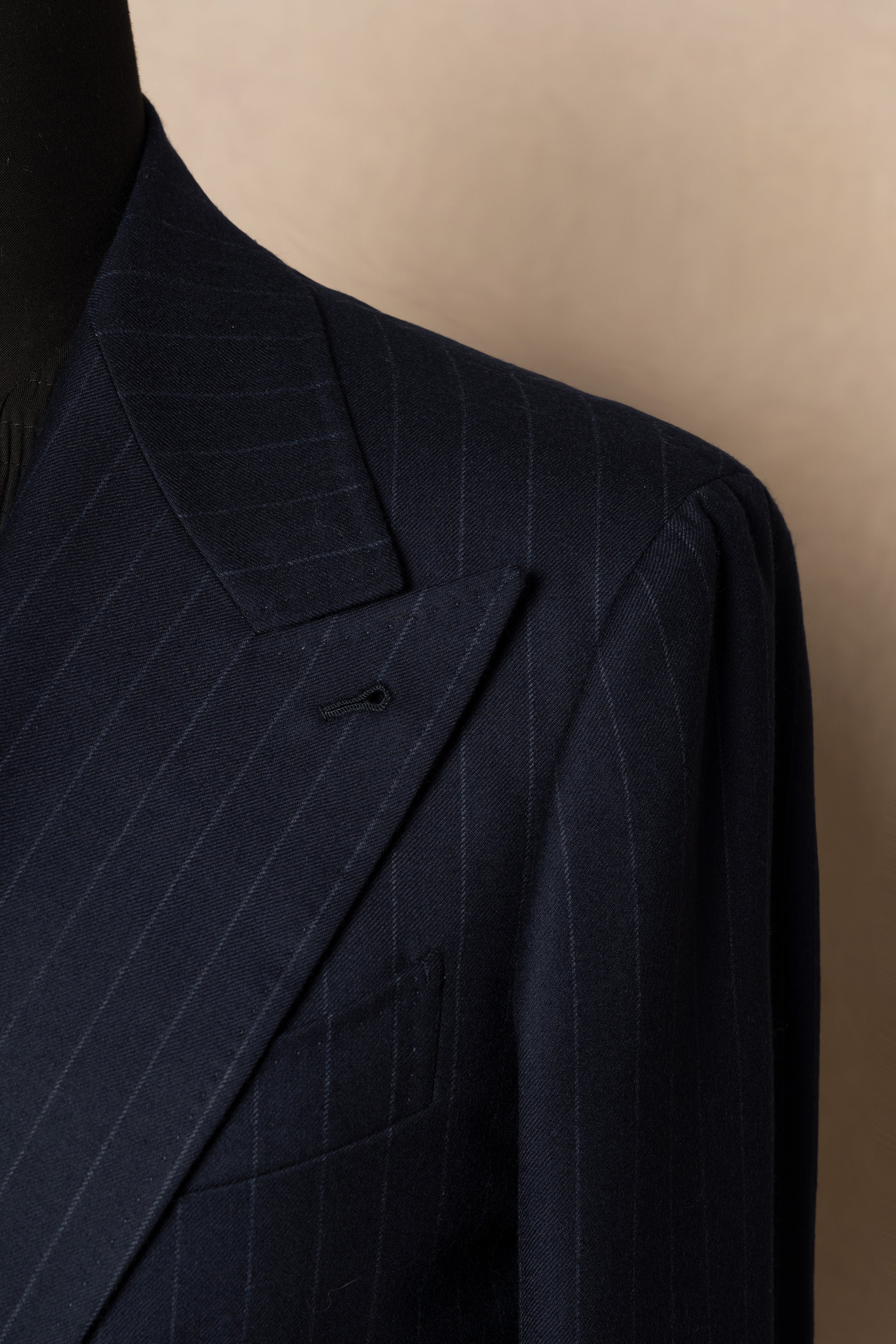 MTO Navy Chalkstripe Worsted Flannel Suit #241
