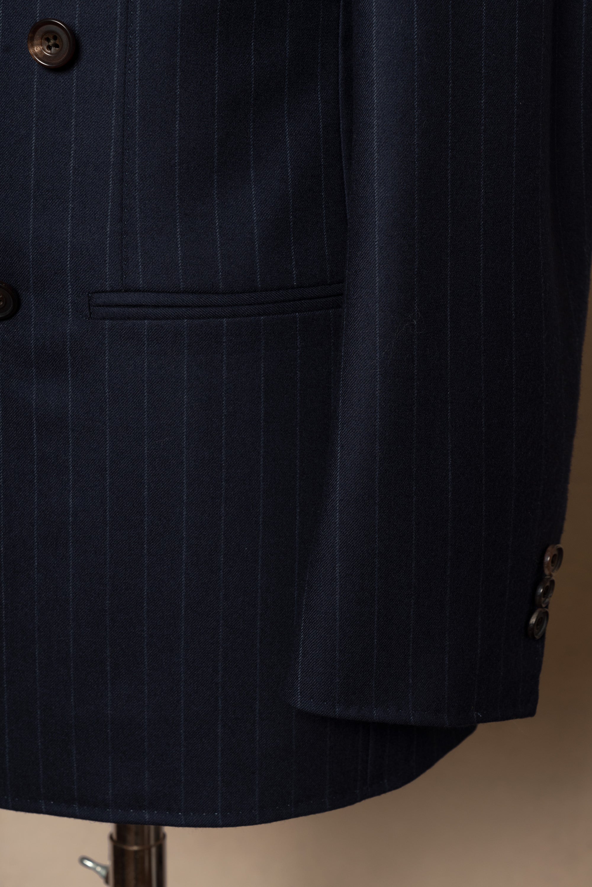 MTO Navy Chalkstripe Worsted Flannel Suit #241