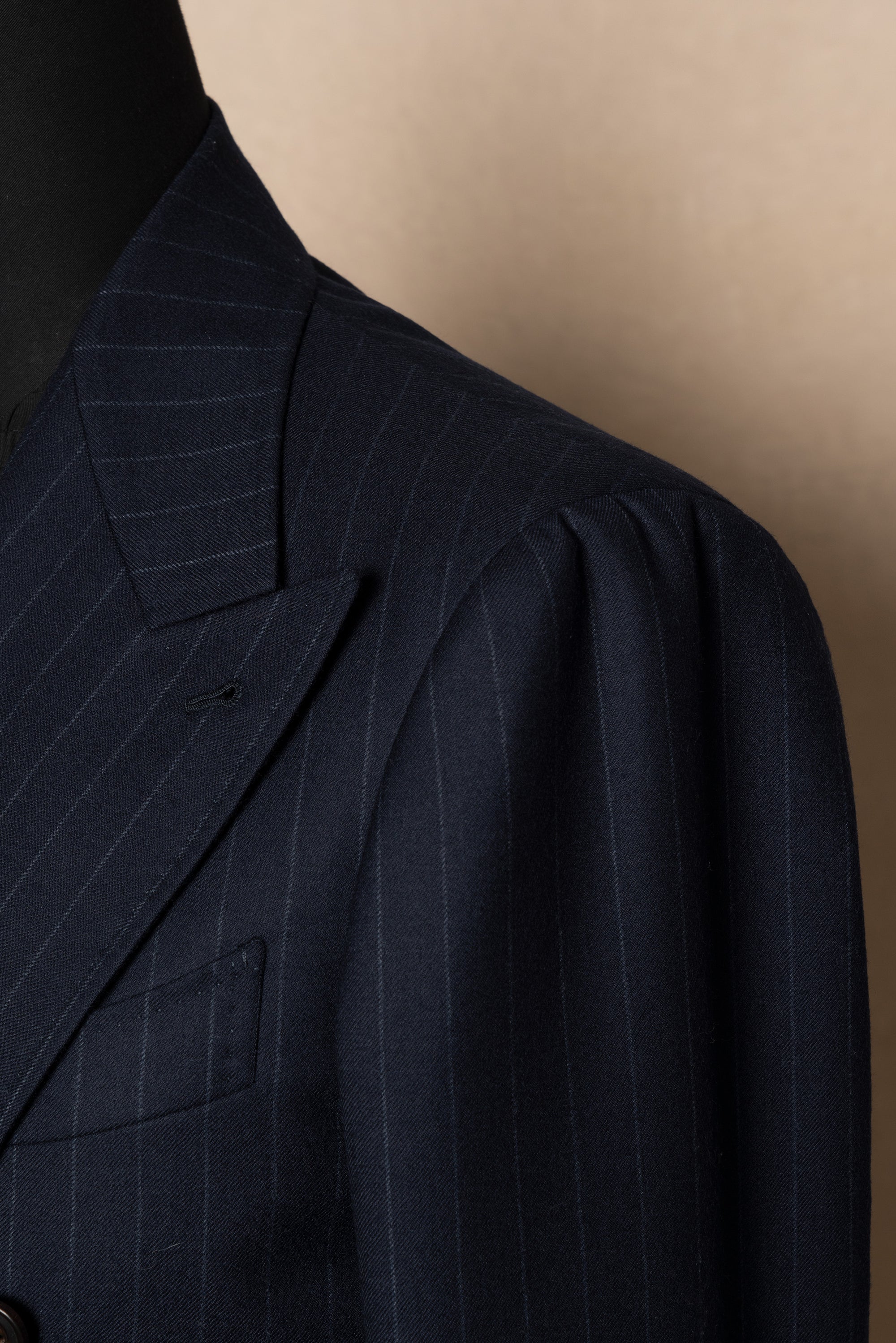 MTO Navy Chalkstripe Worsted Flannel Suit #241