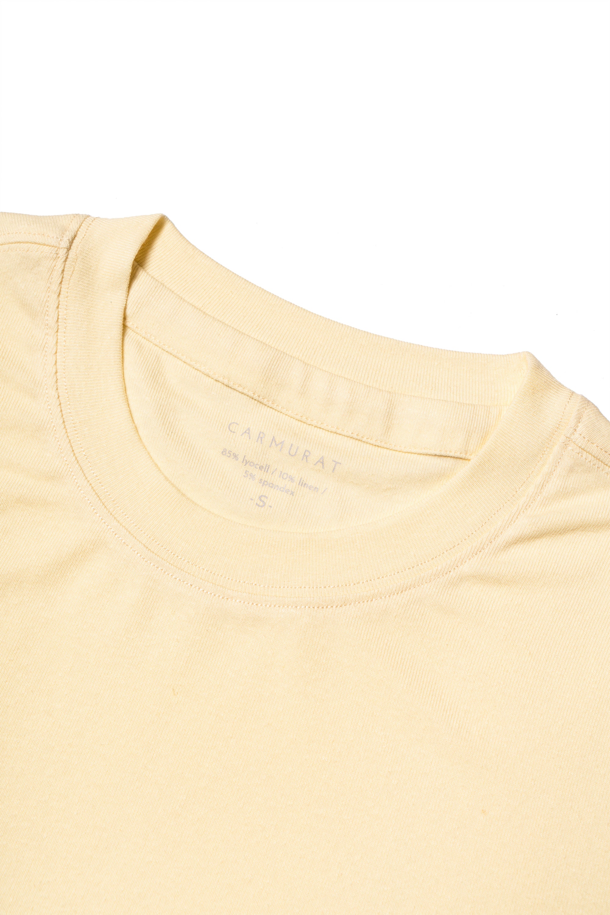 White/Yellow/Pale Blue/Pale Pink Linen Blending Short Sleeve T Shirt