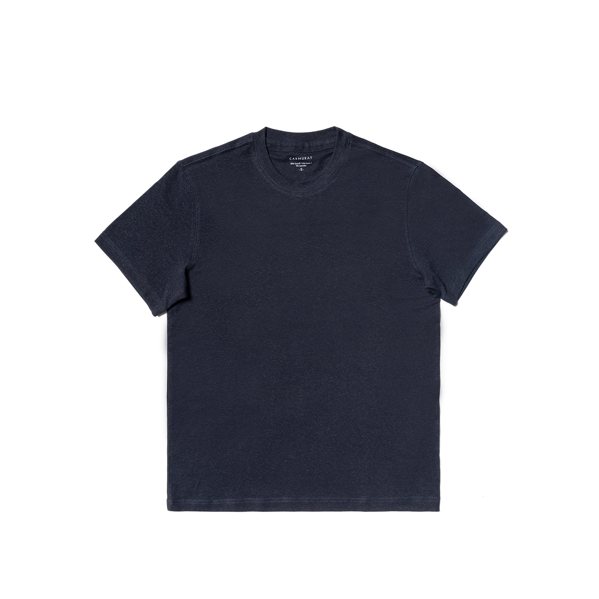 Ivory/Black/Navy Linen Blending Short Sleeve T Shirt