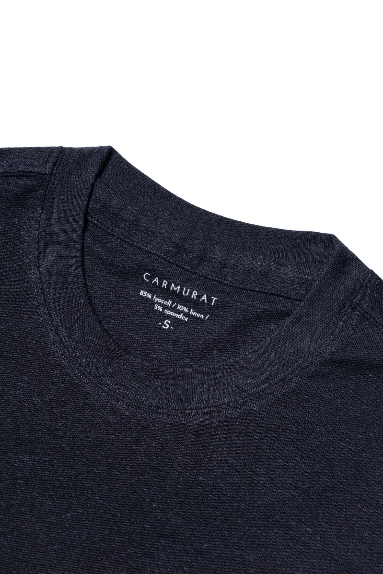 Ivory/Black/Navy Linen Blending Short Sleeve T Shirt