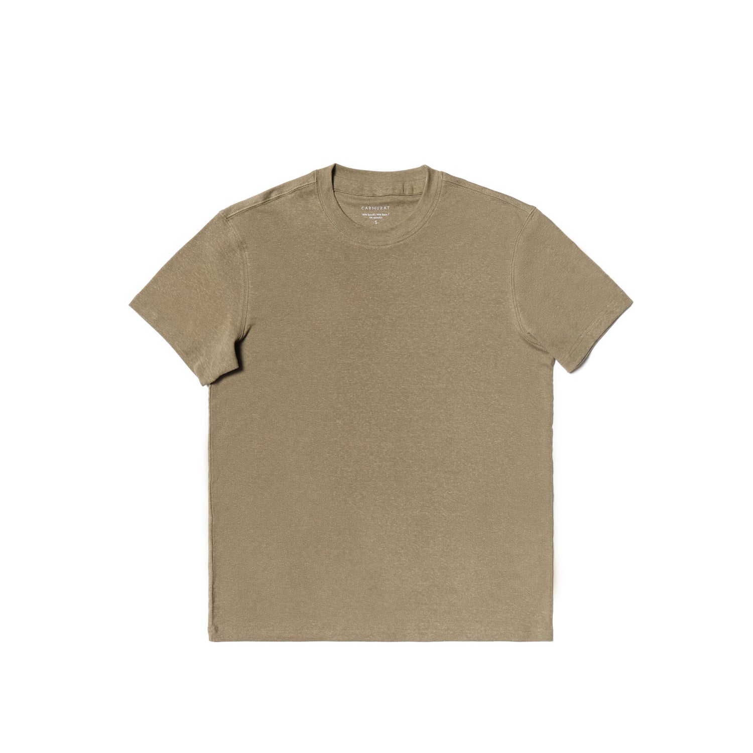 Moss/Brown/Light Khaki Linen Blending Short Sleeve T Shirt