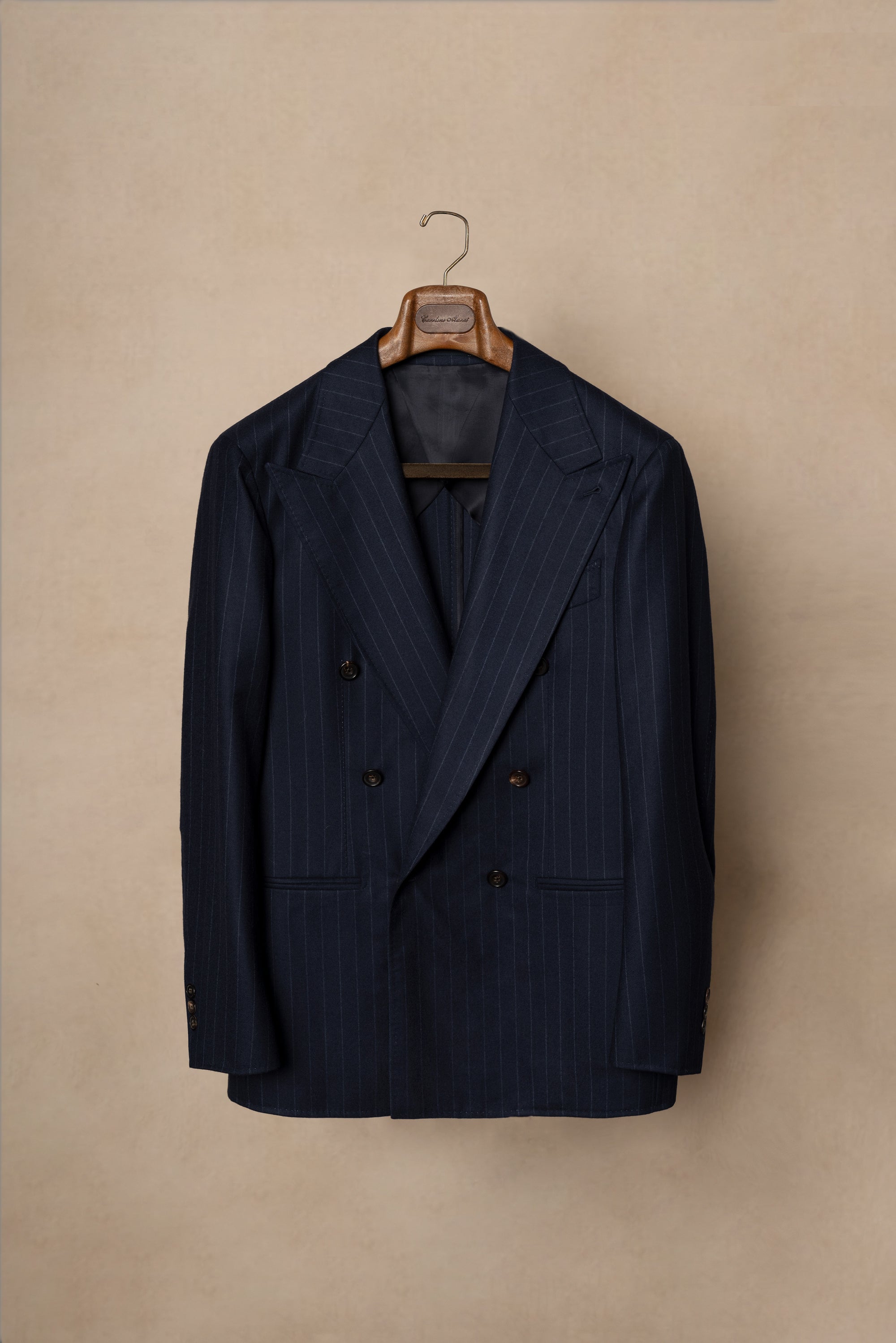 MTO Navy Chalkstripe Worsted Flannel Suit #241