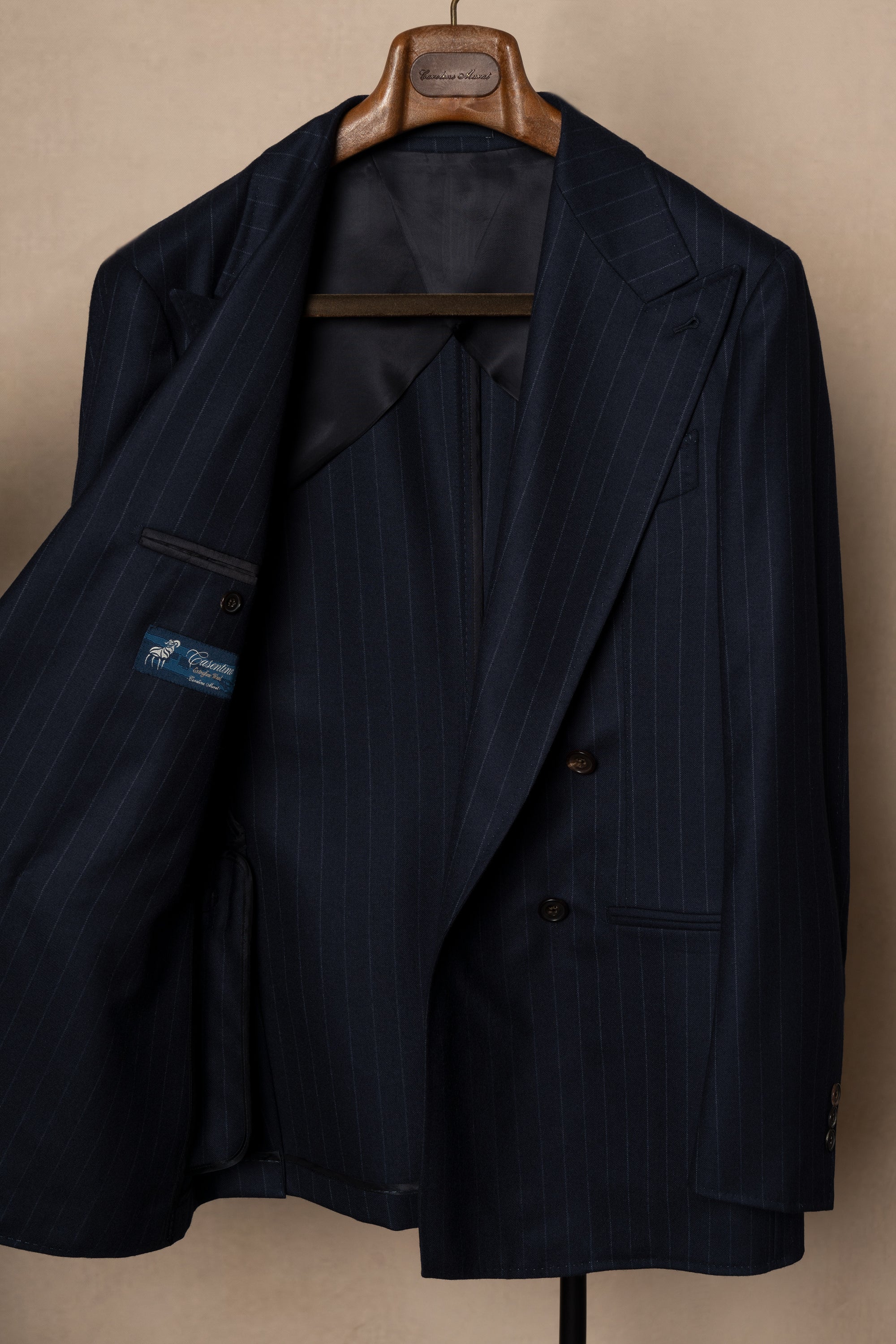 MTO Navy Chalkstripe Worsted Flannel Suit #241