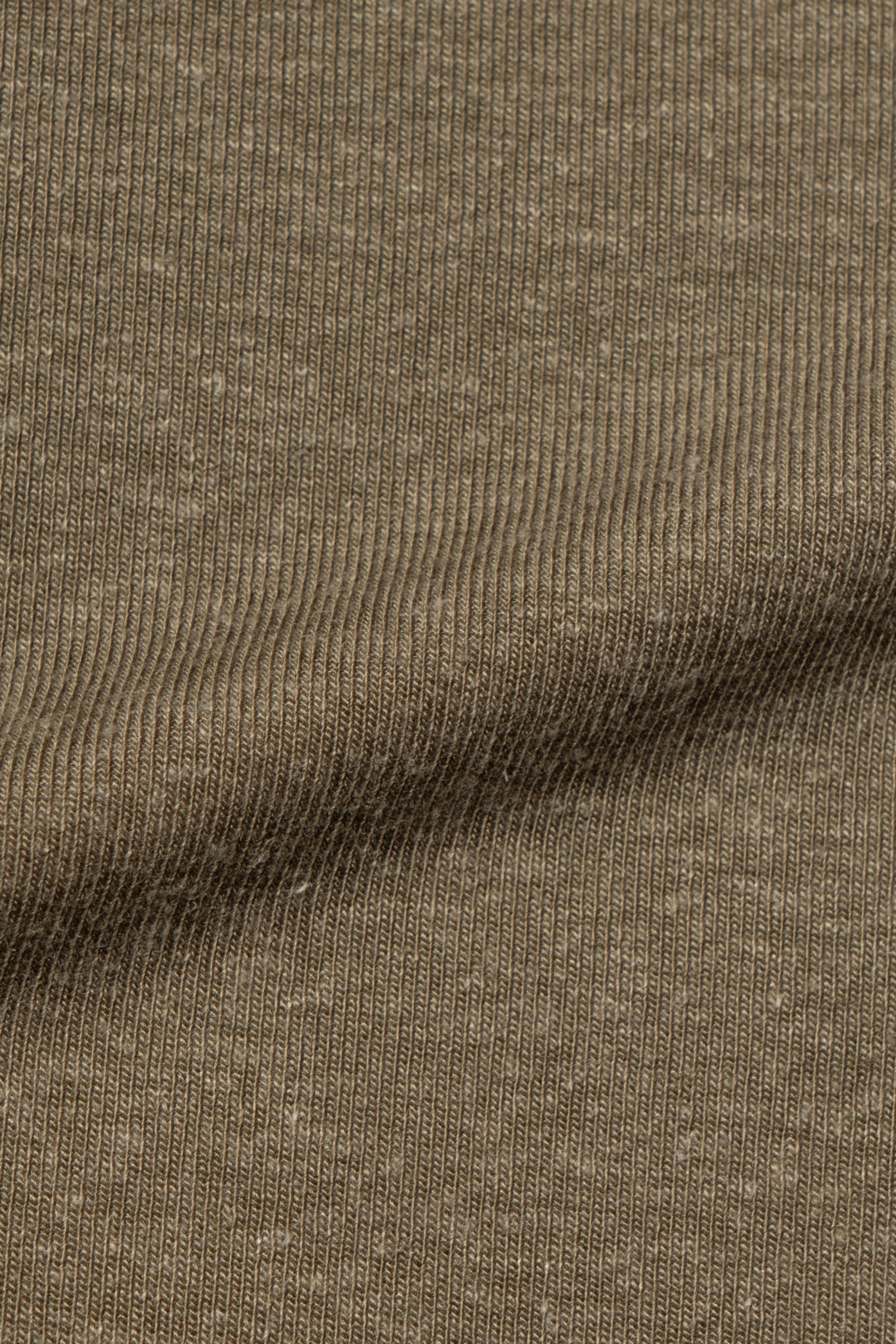 Moss/Brown/Light Khaki Linen Blending Short Sleeve T Shirt