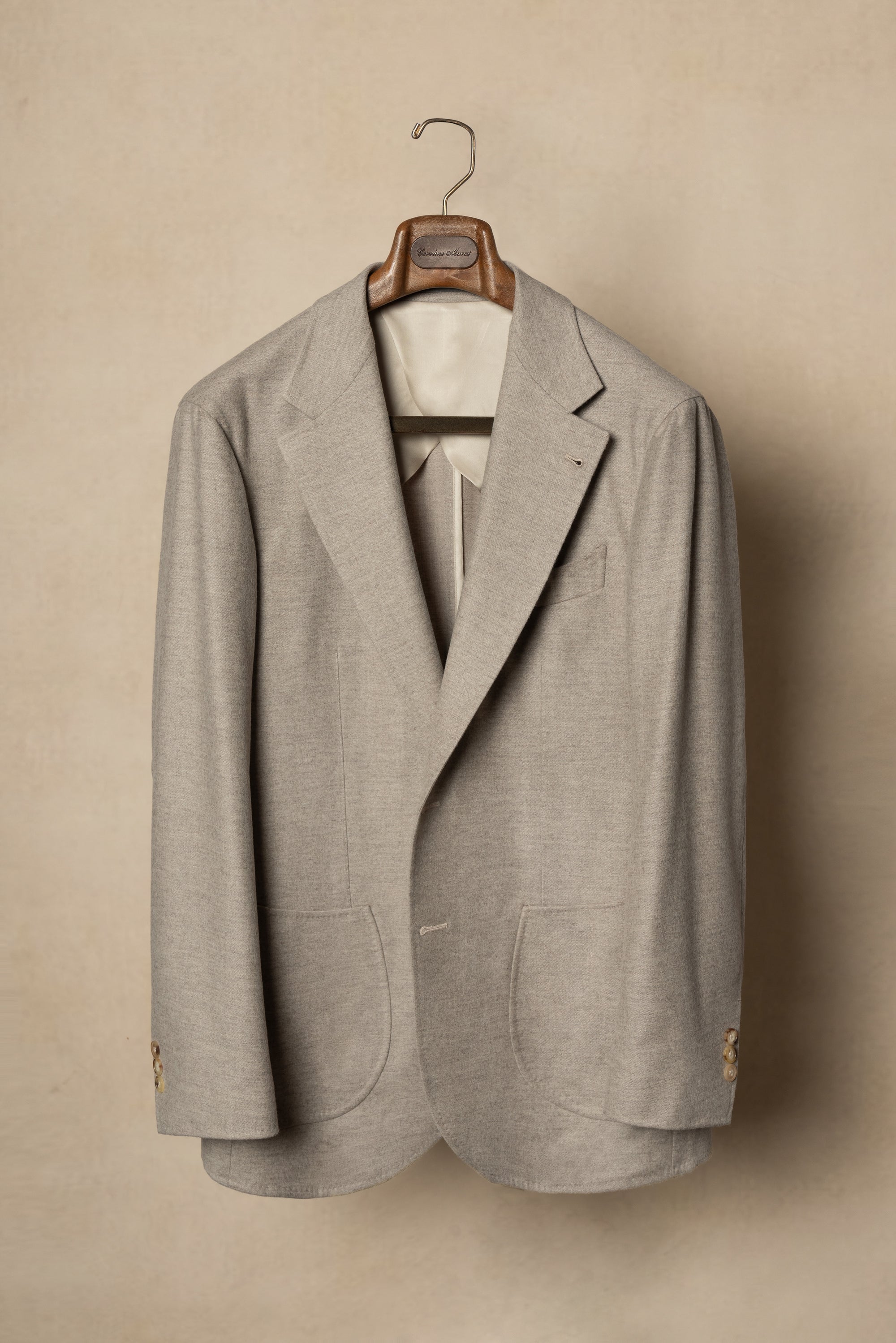 MTO Oatmeal Wool Silk Blending Flannel Suit #18