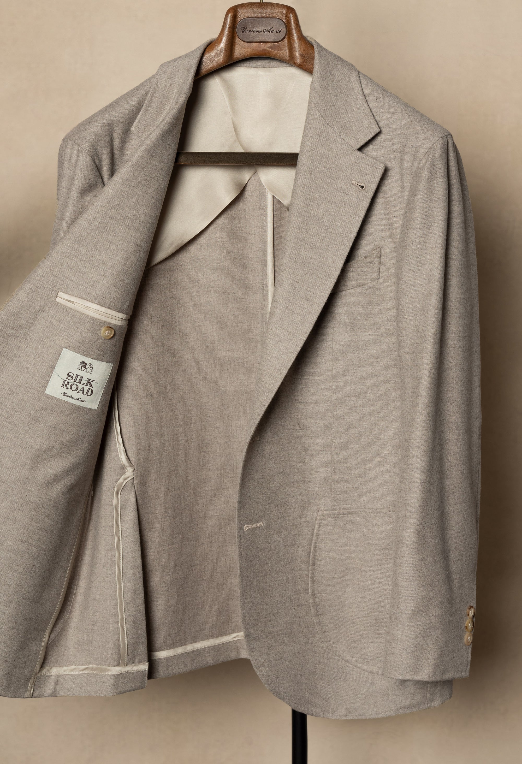 MTO Oatmeal Wool Silk Blending Flannel Suit #18