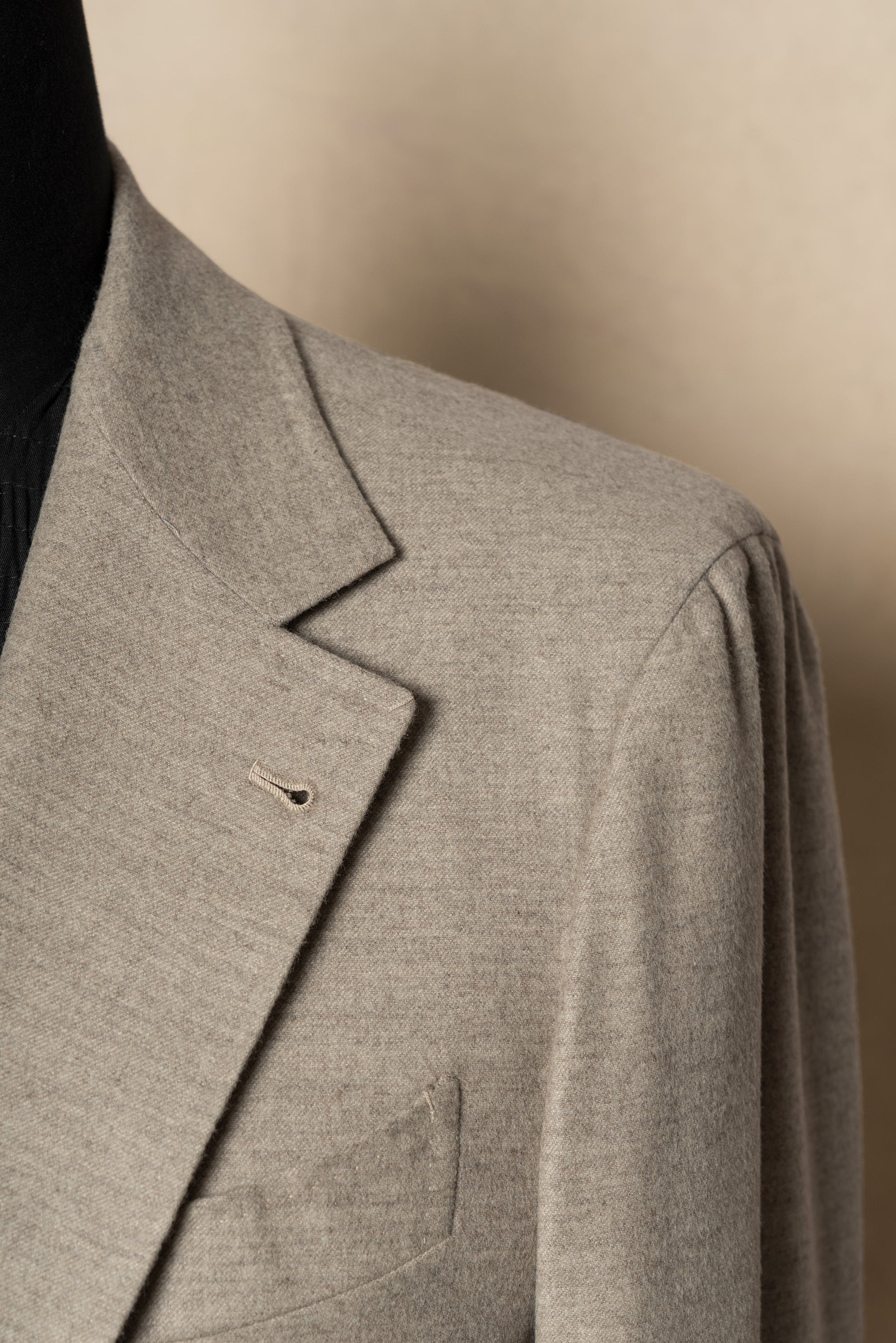 MTO Oatmeal Wool Silk Blending Flannel Suit #18