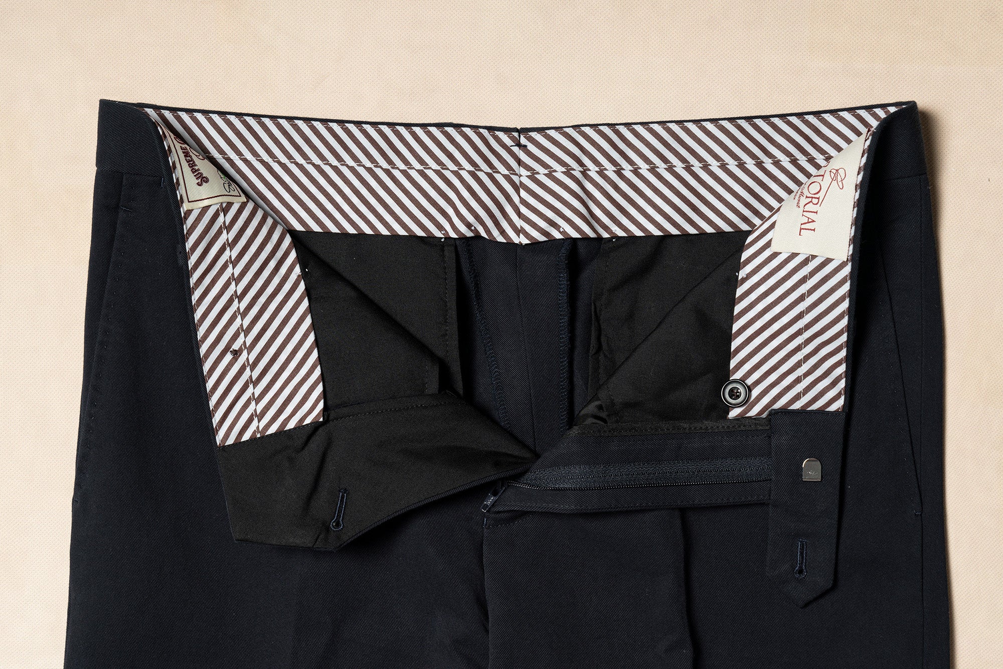Navy Pima Cotton Trousers