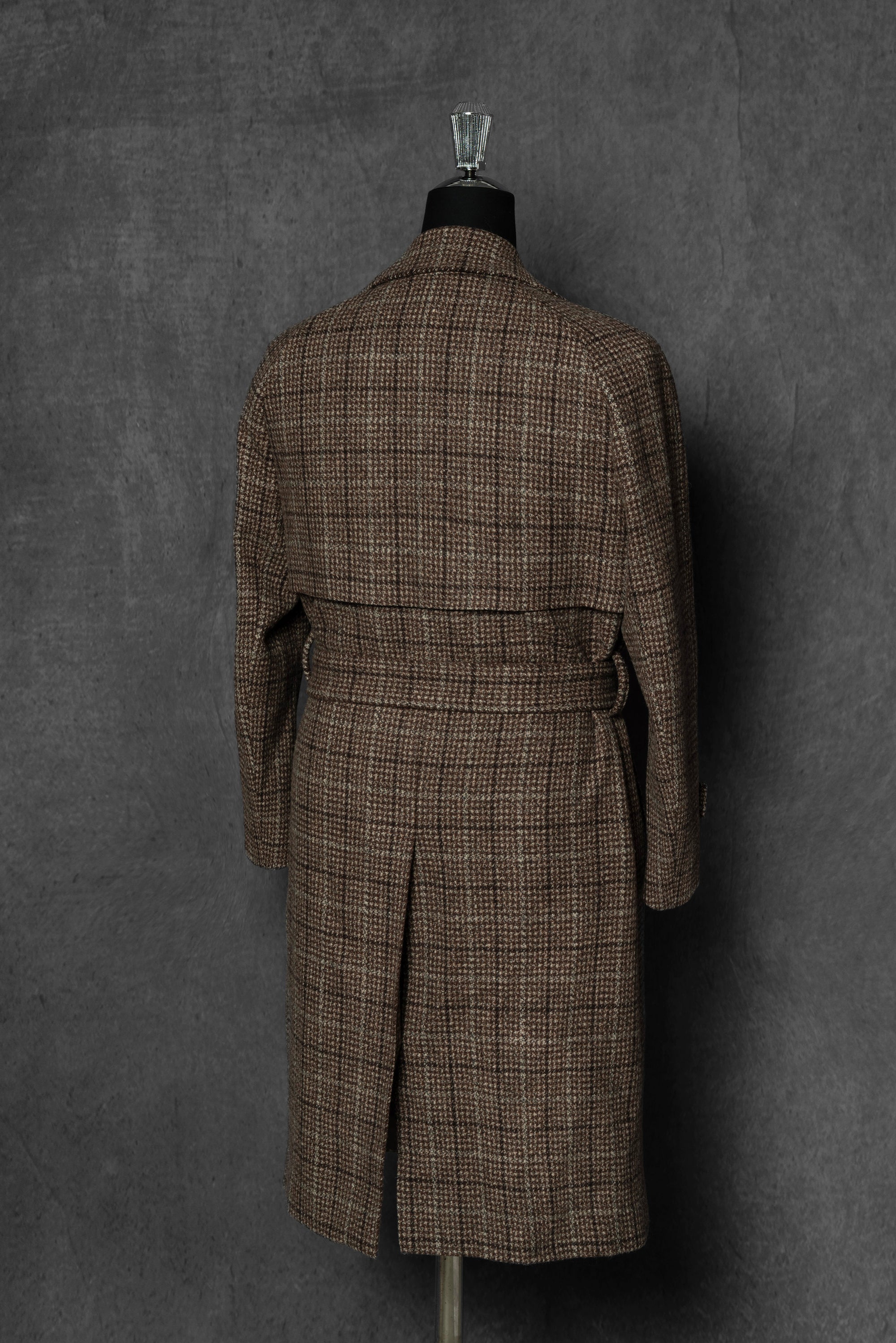 MTO Toffee Windowpane Wool Balmacaan Coat