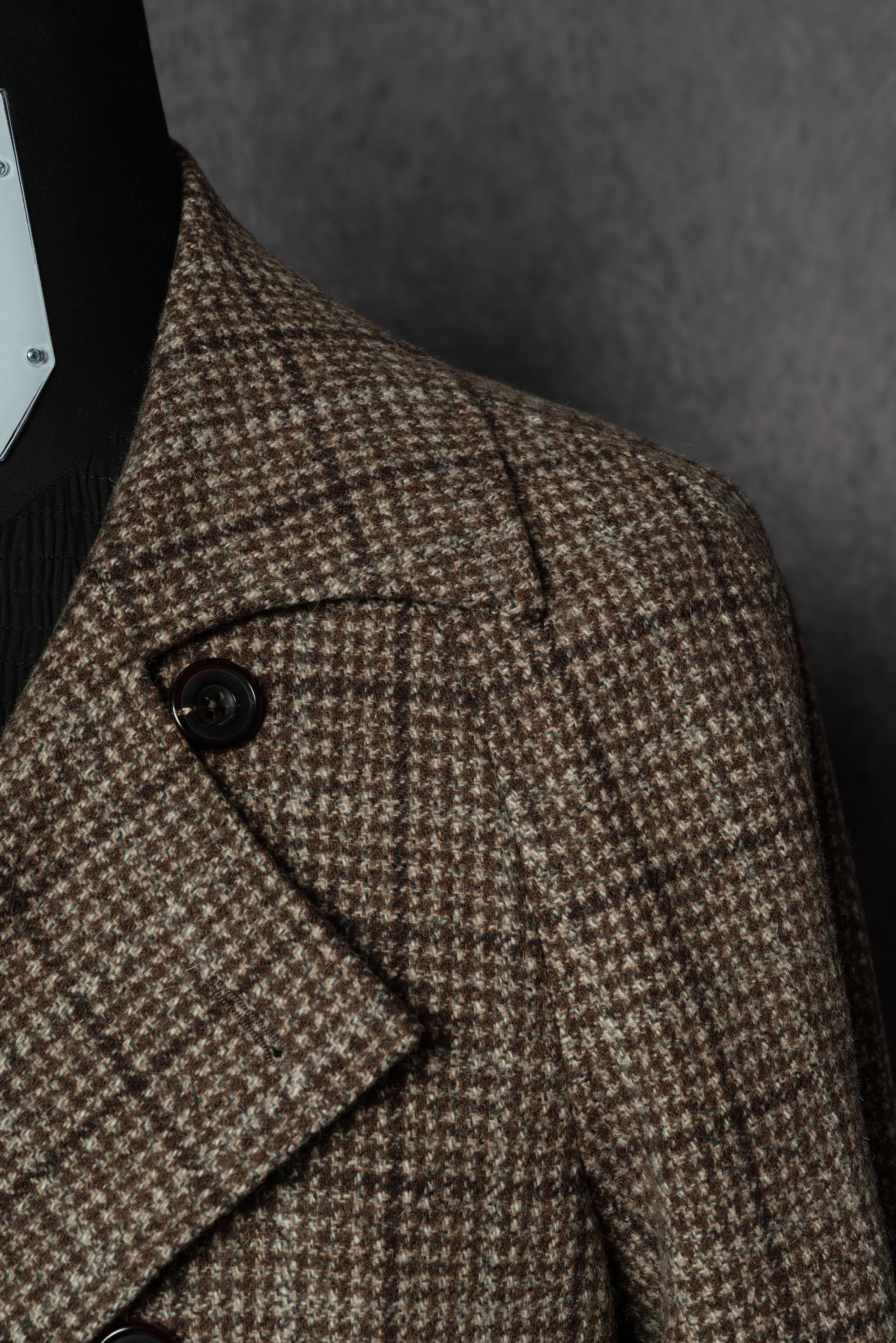 MTO Toffee Windowpane Wool Balmacaan Coat