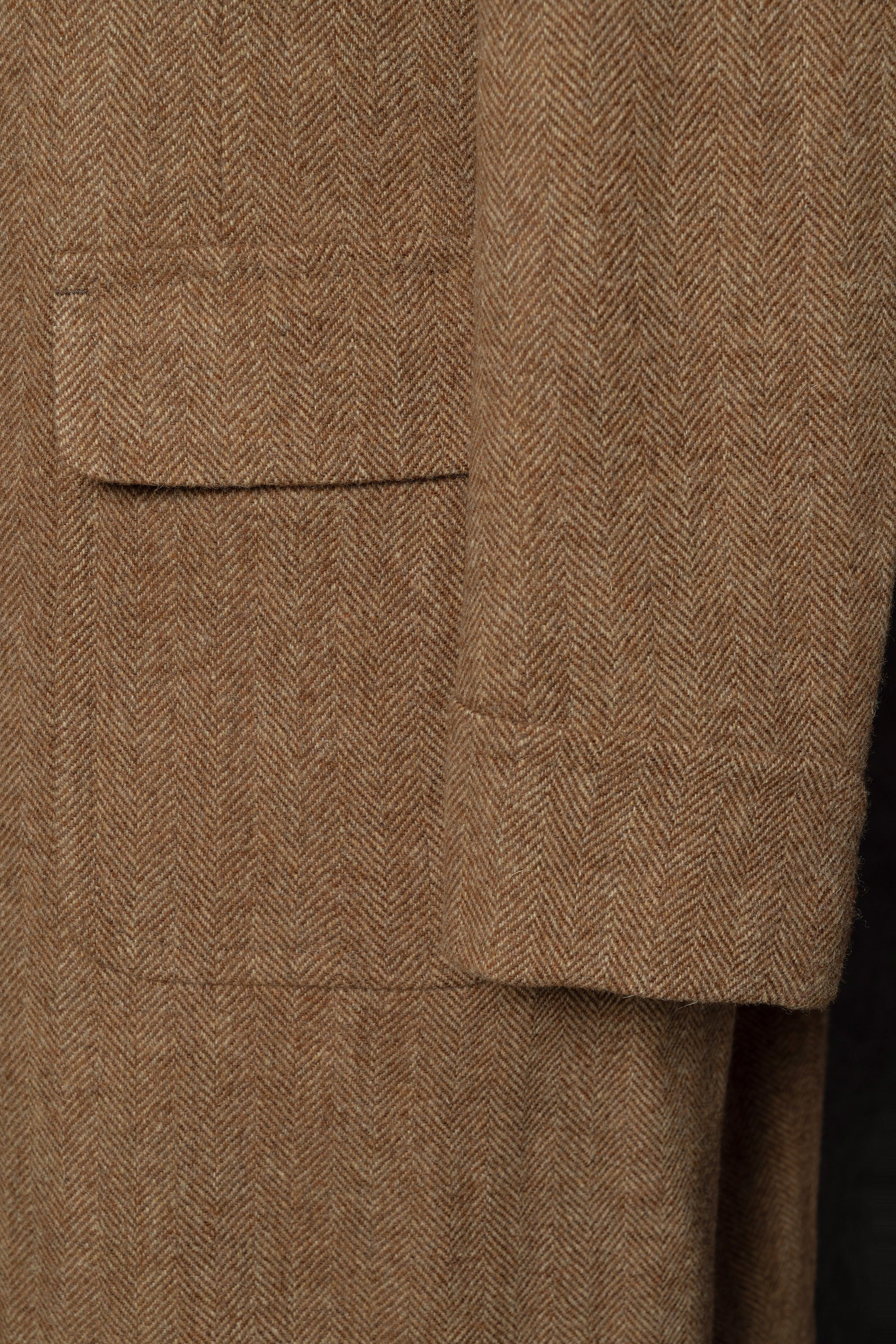 MTO Ginger Herringbone Wool Polo Coat