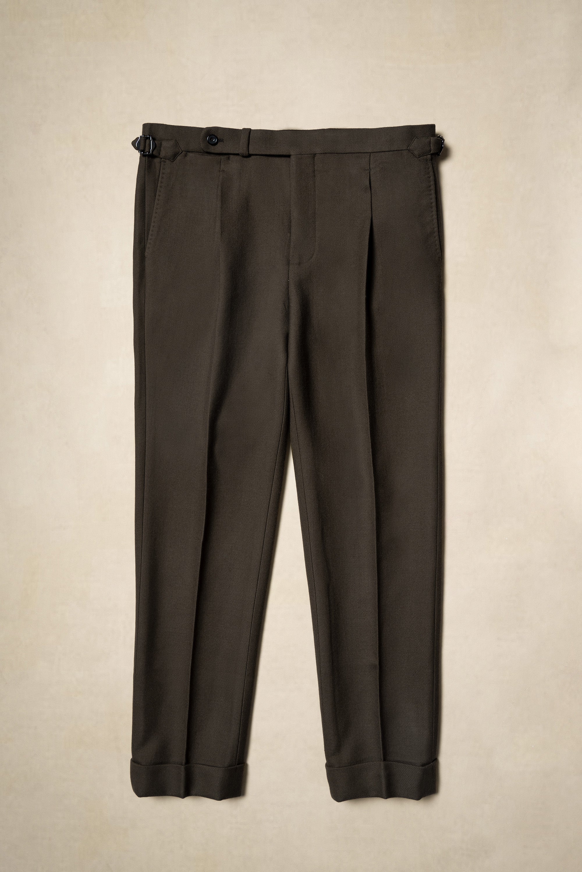 Coffee Heavy Weight Twill Wool Trousers