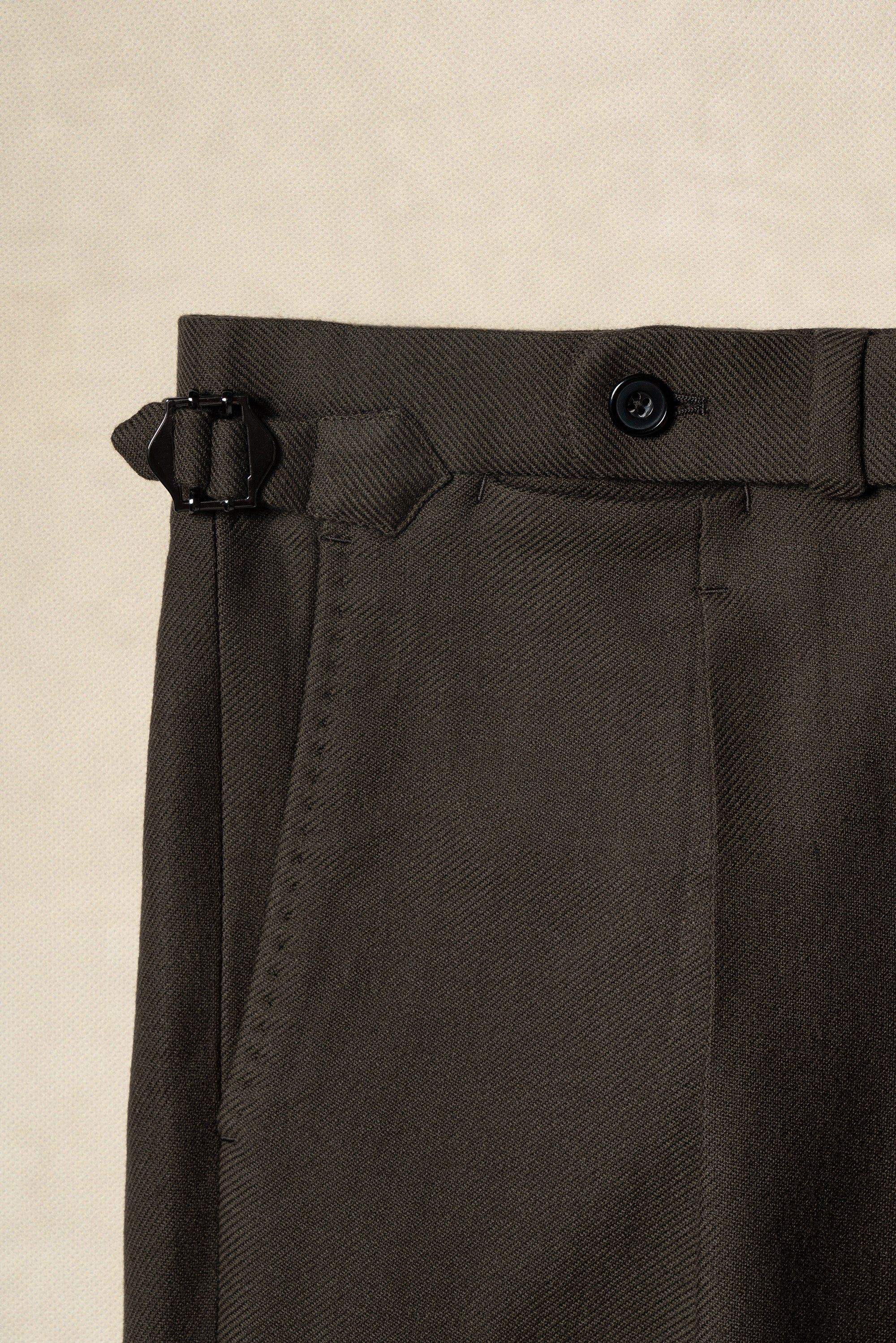 Coffee Heavy Weight Twill Wool Trousers
