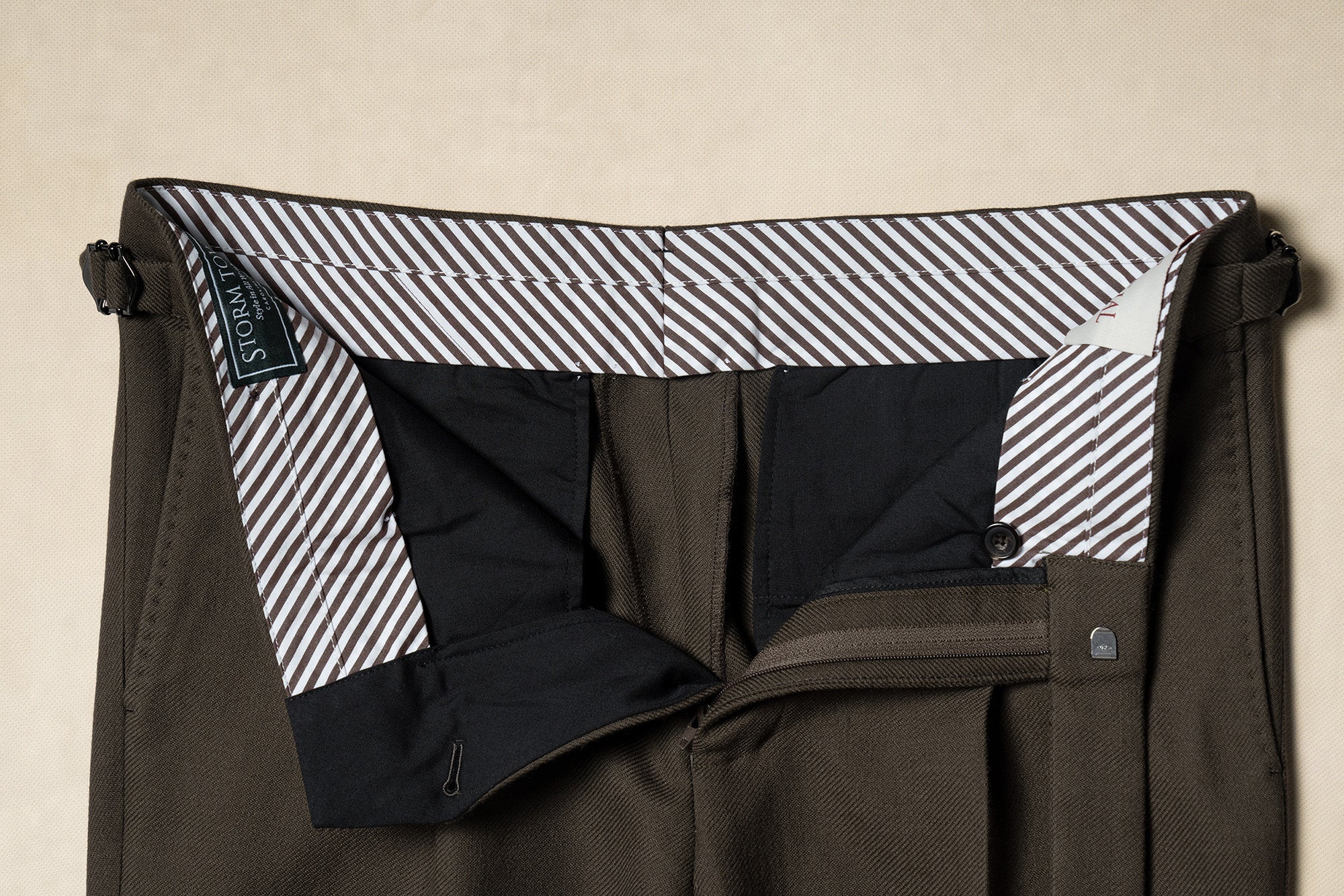 Coffee Heavy Weight Twill Wool Trousers