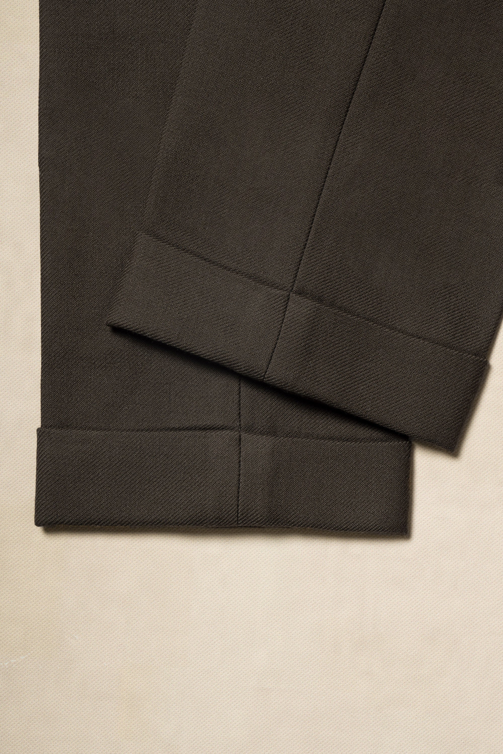 Coffee Heavy Weight Twill Wool Trousers