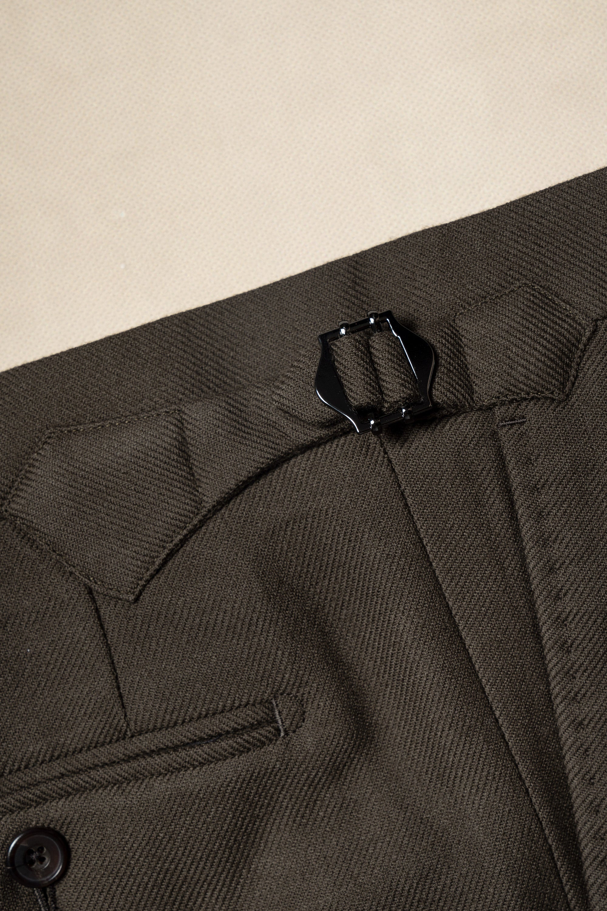 Coffee Heavy Weight Twill Wool Trousers