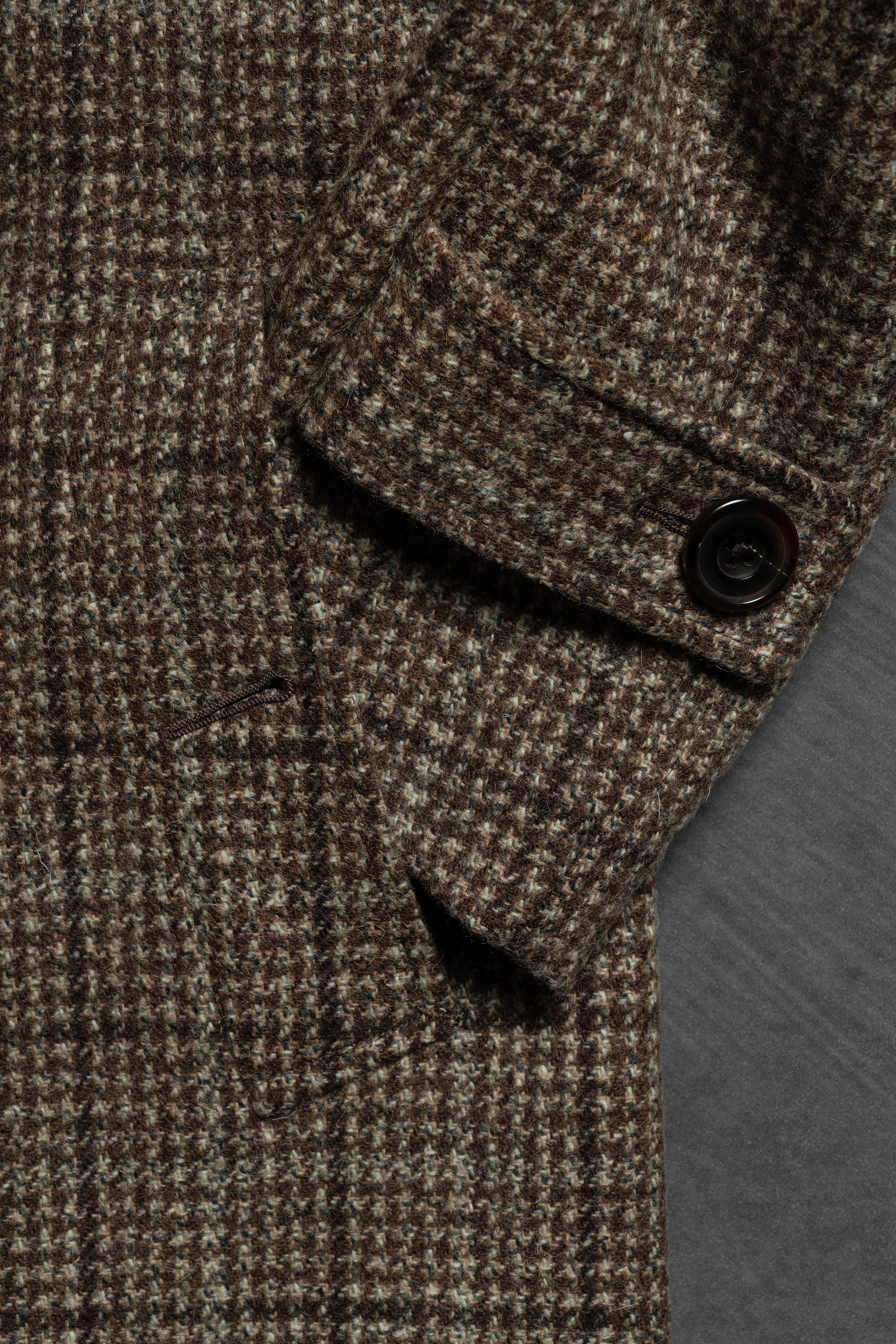 MTO Toffee Windowpane Wool Balmacaan Coat
