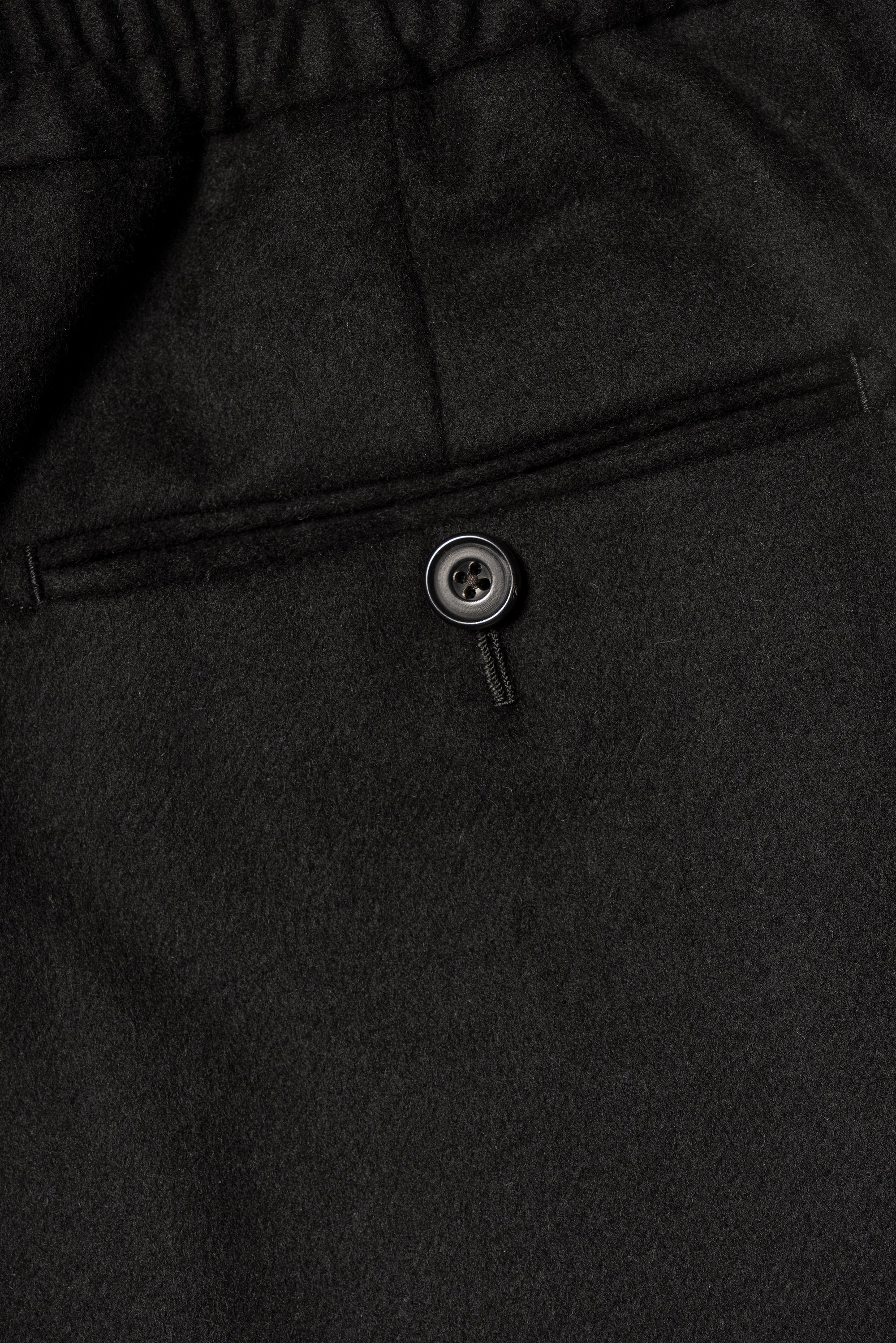 Black Silk Wool Blending Drawstring Trousers
