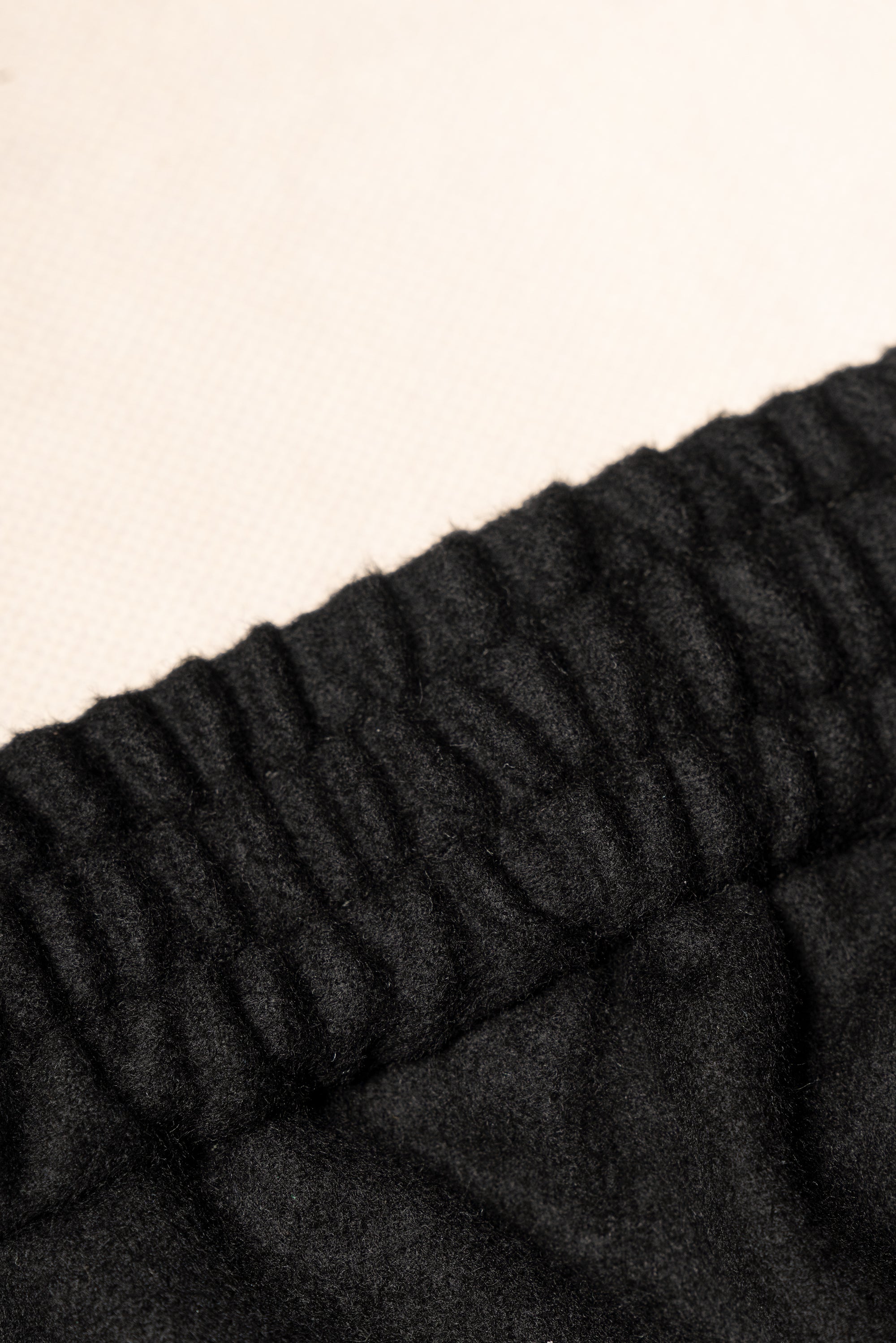 Black Silk Wool Blending Drawstring Trousers