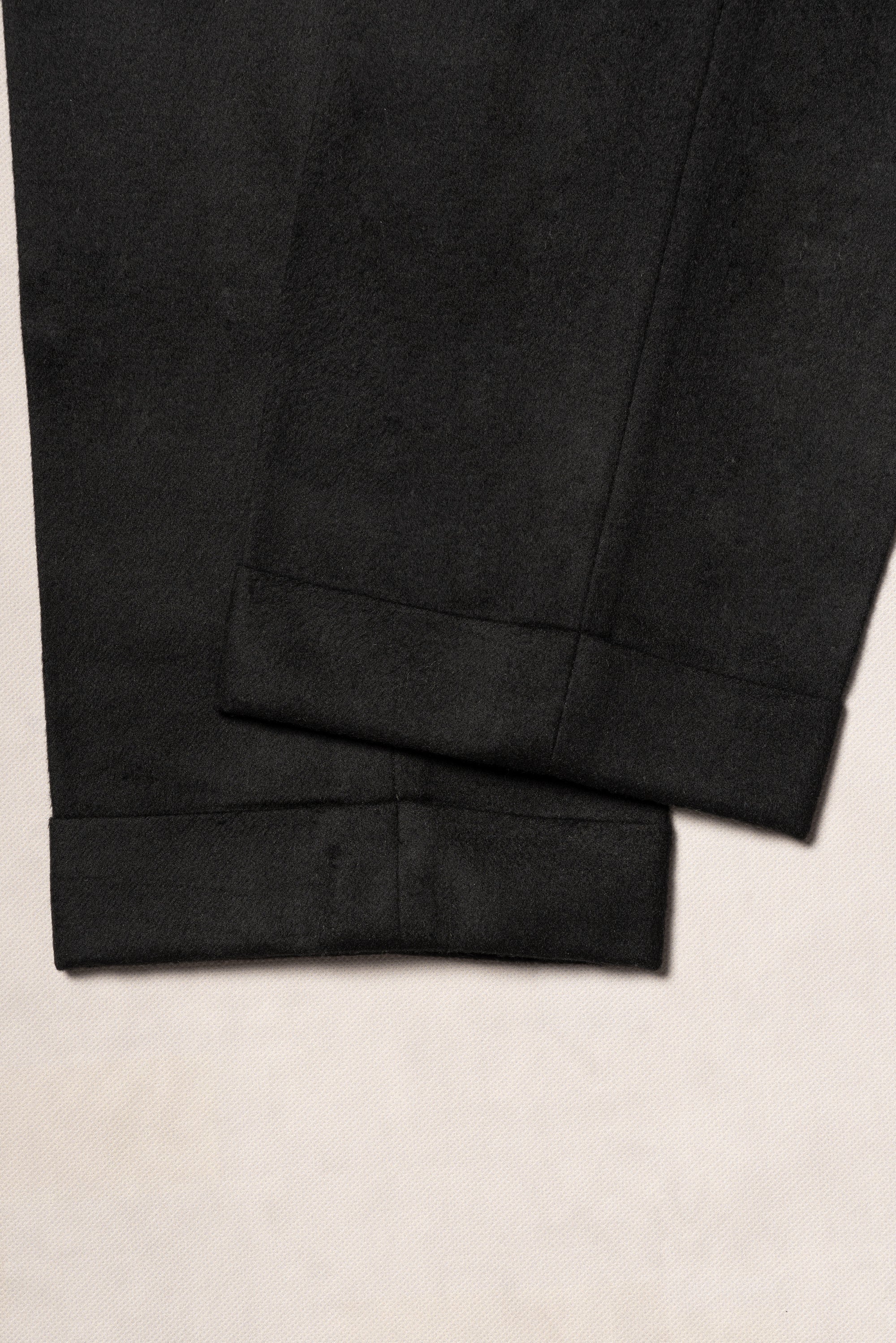 Black Silk Wool Blending Drawstring Trousers