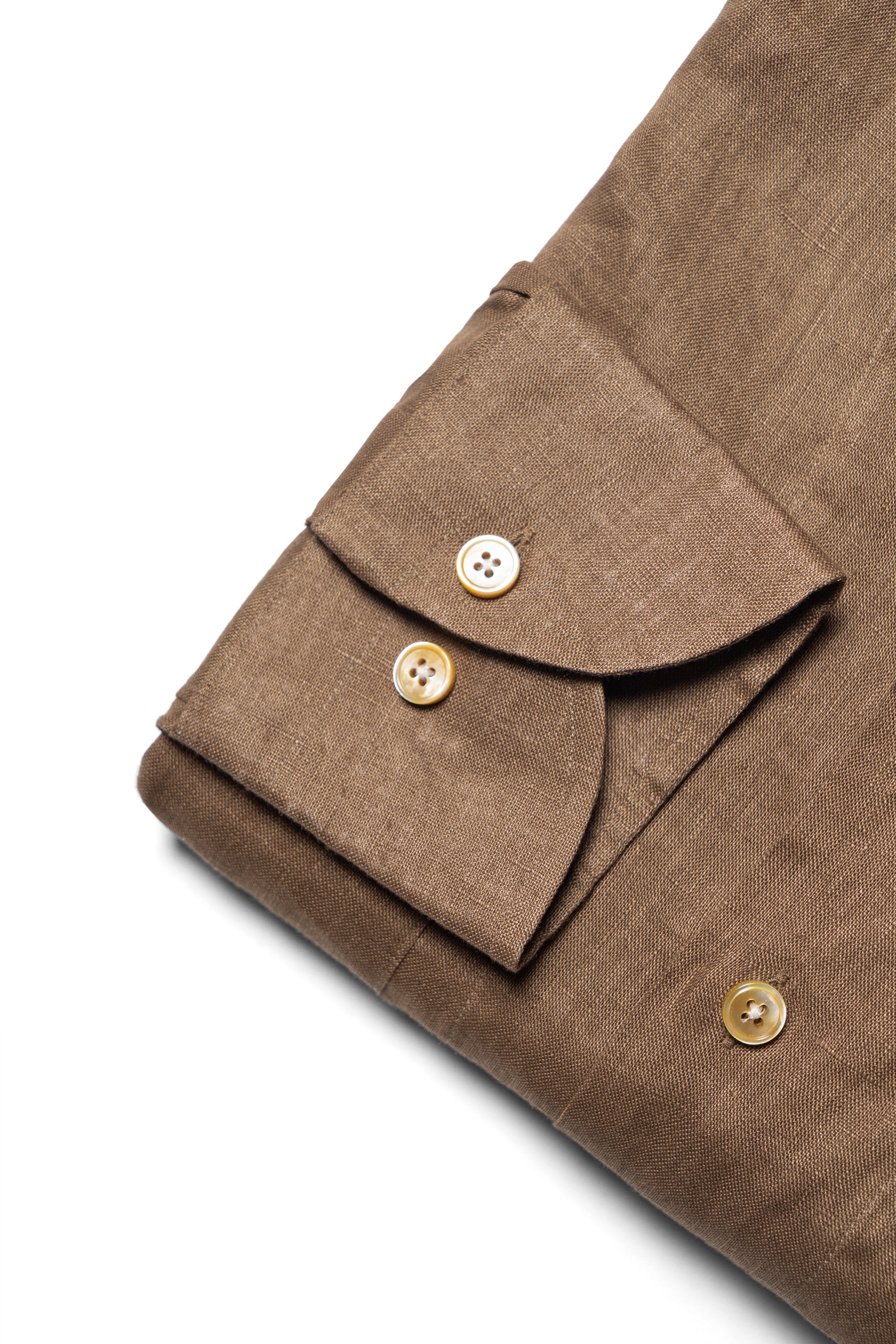 Light Tobacco Cuban Collar Linen Shirt #XS41