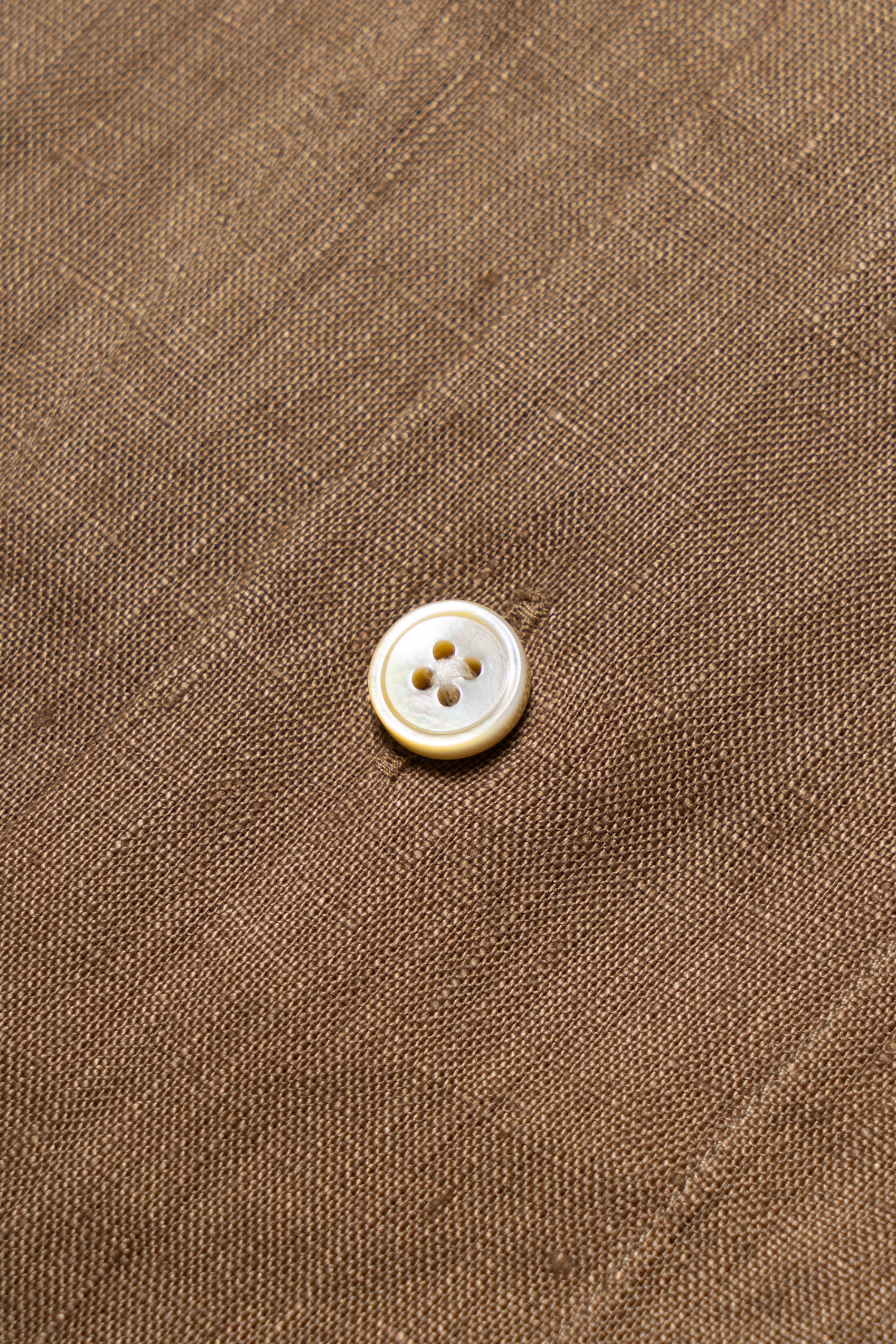 Light Tobacco Cuban Collar Linen Shirt #XS41