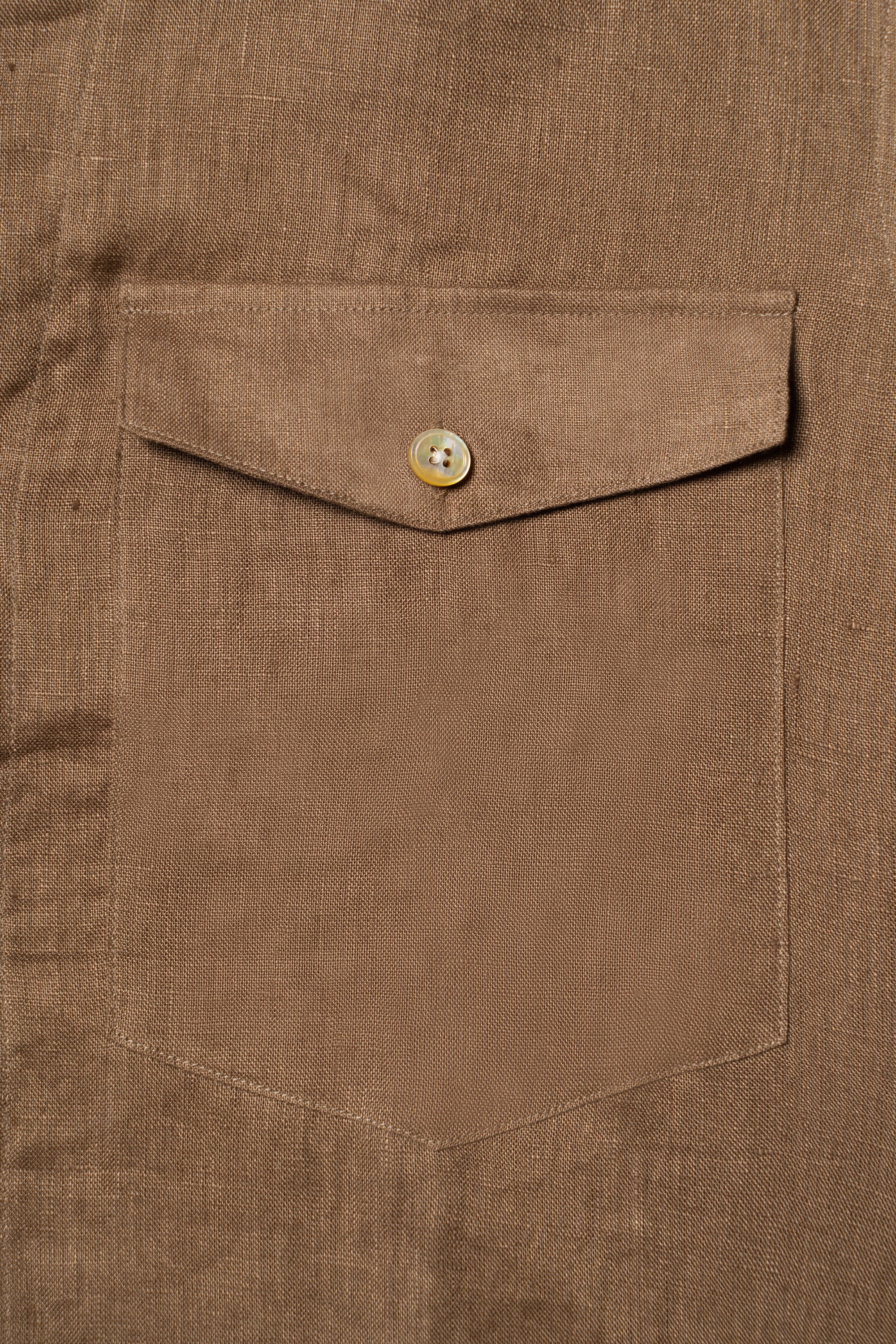 Light Tobacco Cuban Collar Linen Shirt #XS41