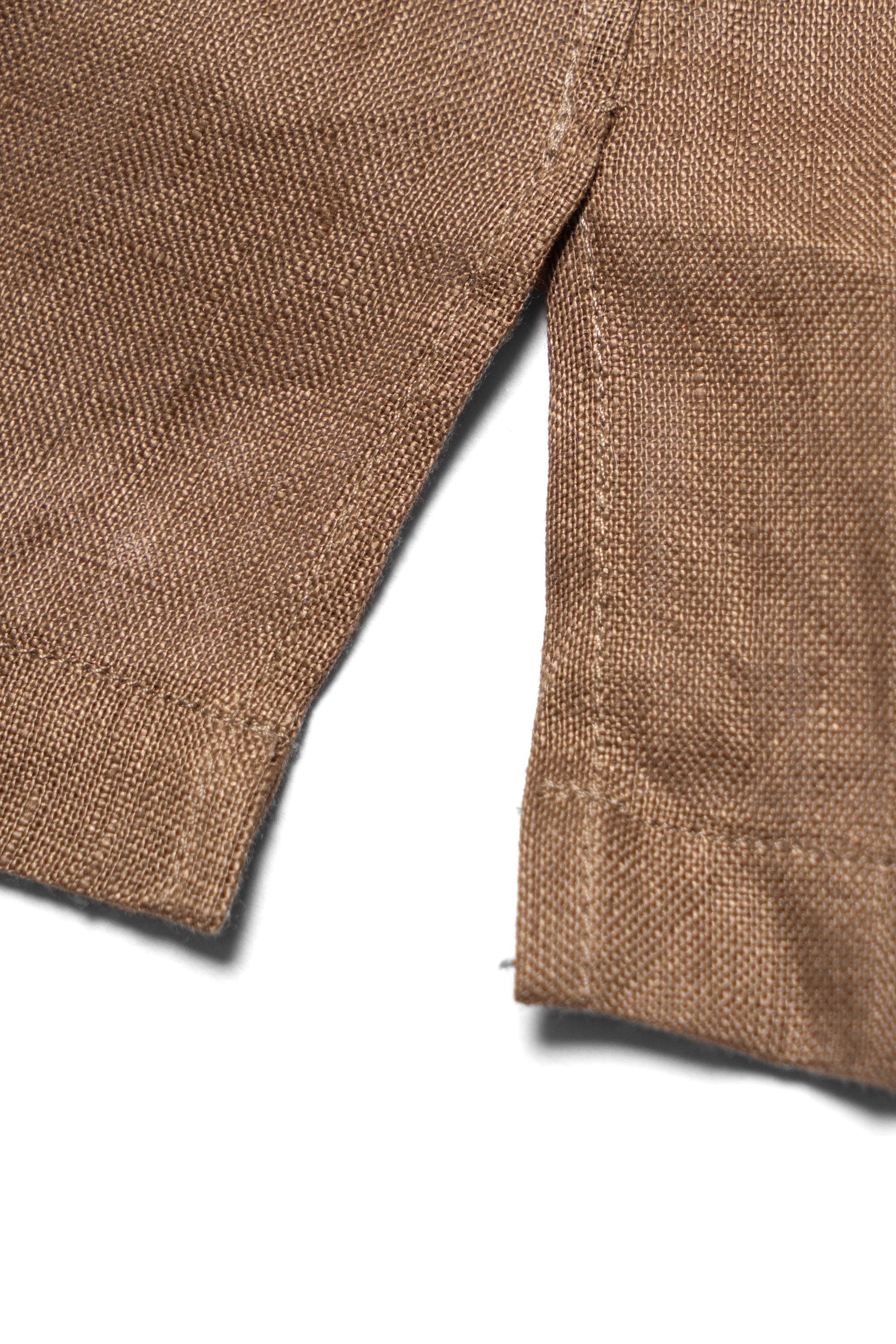 Light Tobacco Cuban Collar Linen Shirt #XS41