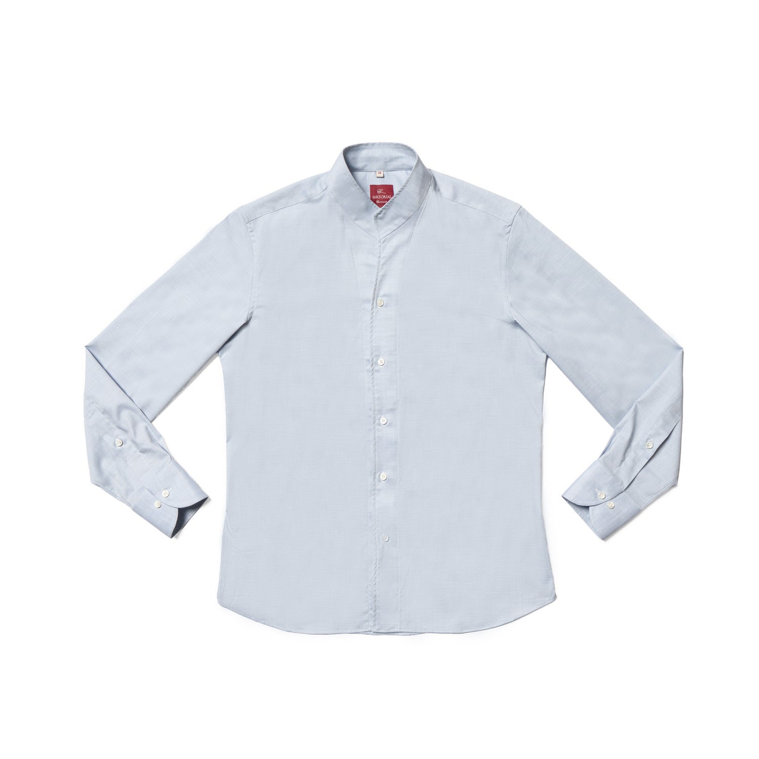 Pinky Blue Mandarin Collar Blending Shirt #DH38