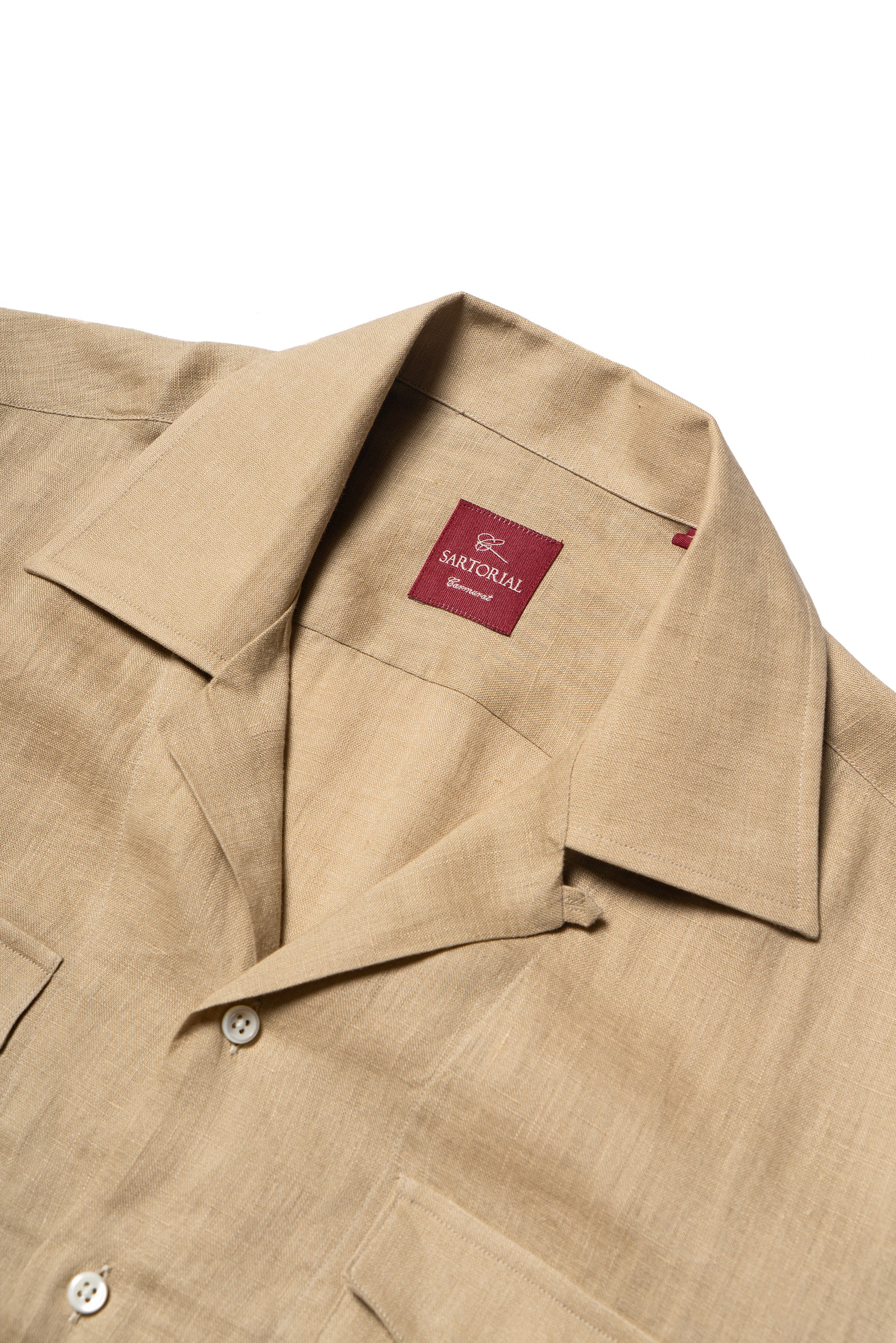 Olive Cuban Collar Linen Shirt #XS42