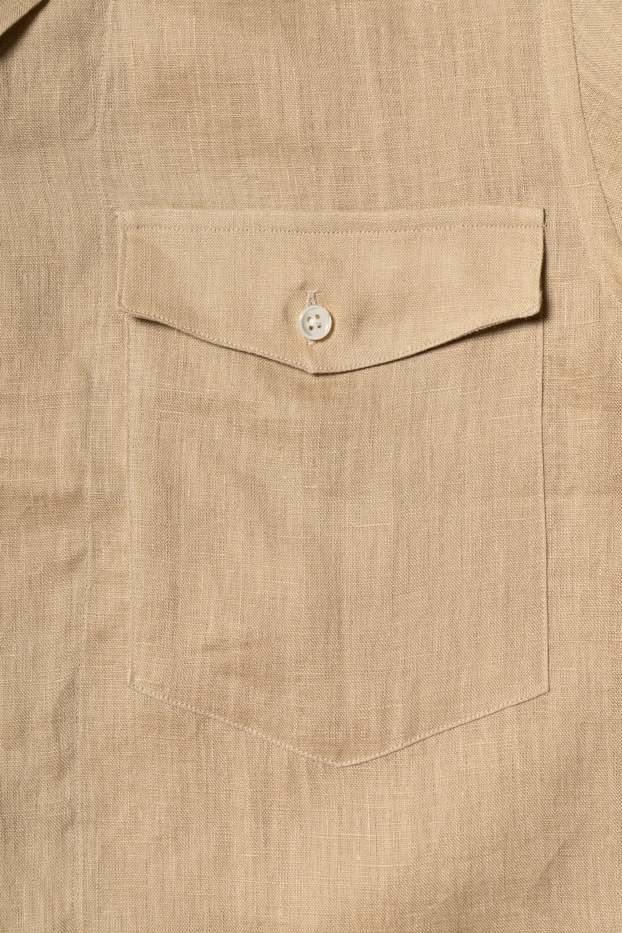Olive Cuban Collar Linen Shirt #XS42